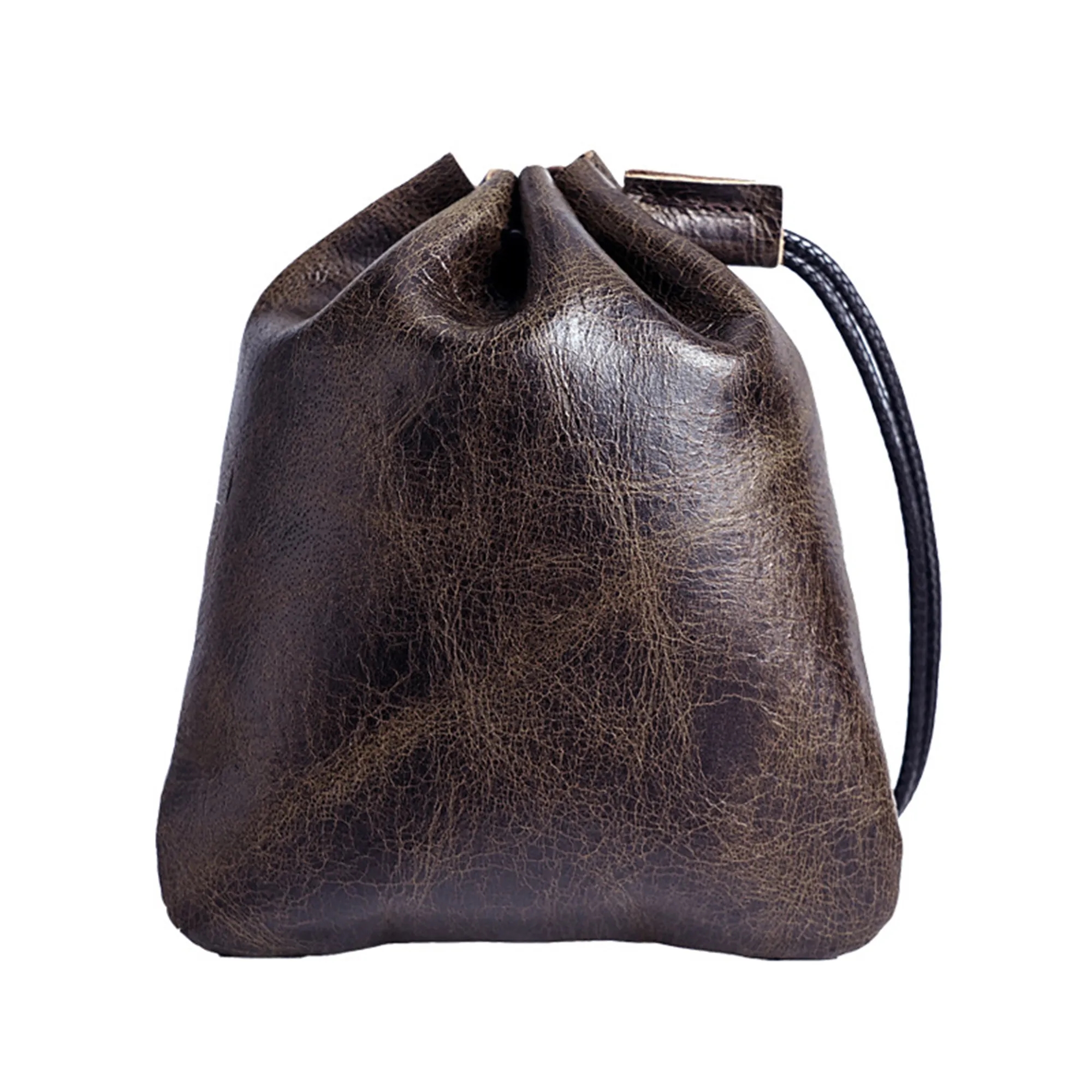 Genuine Leather Drawstring Coin Pouch 1