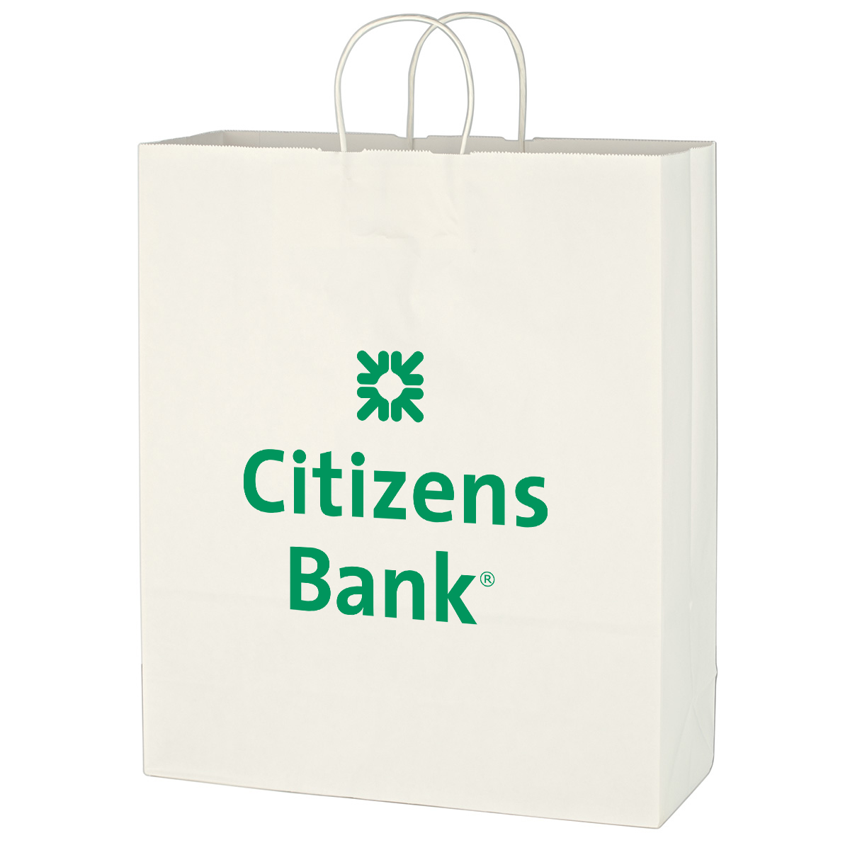 Kraft Paper White Shopping Bag - 16" x 19" 1