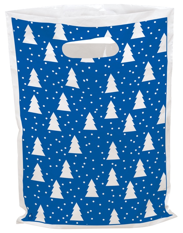 Bold Christmas Trees Seasonal Predesigned Plastic Bag (9" x 13")