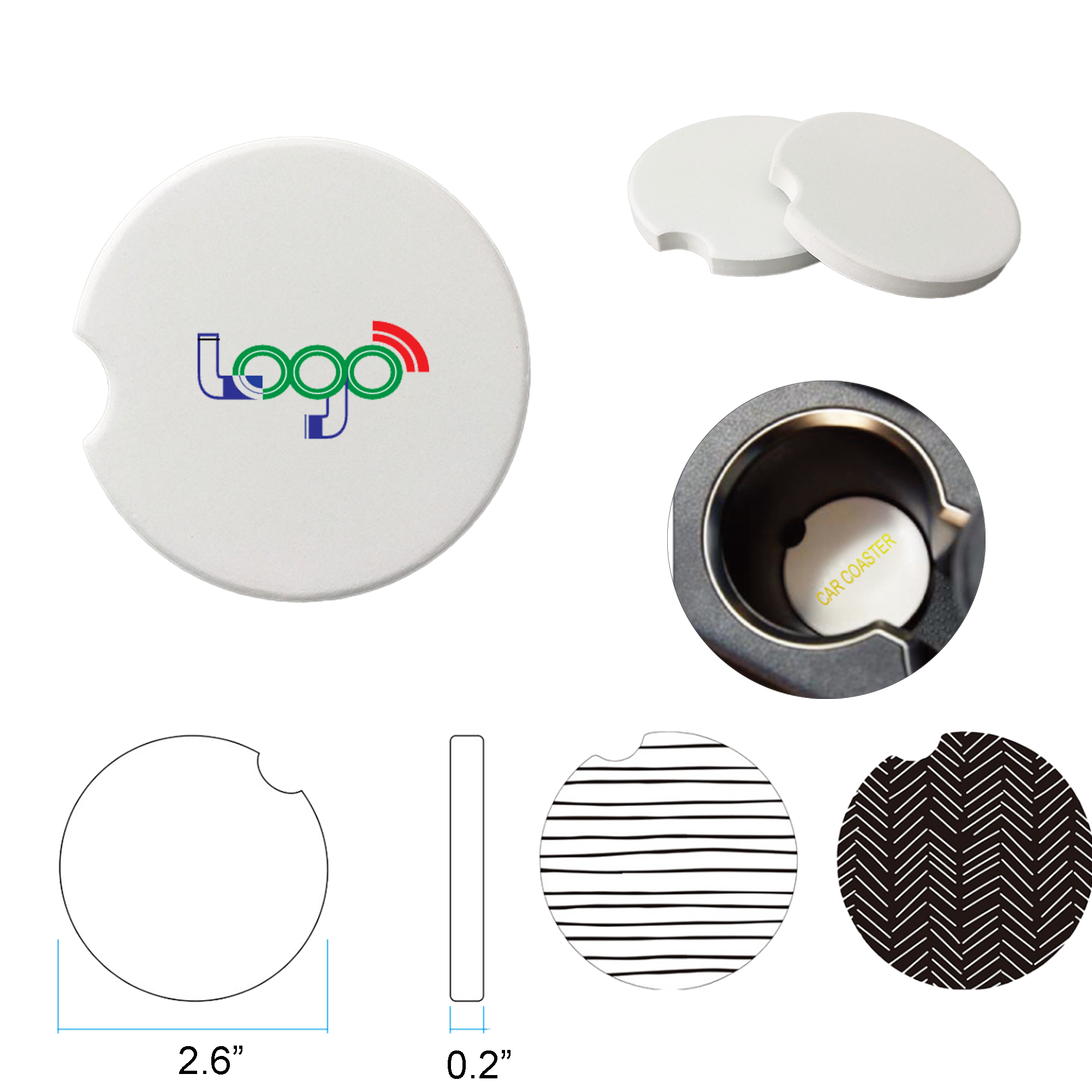 Promotional Ceramic Auto Cup Holder Coaster 2