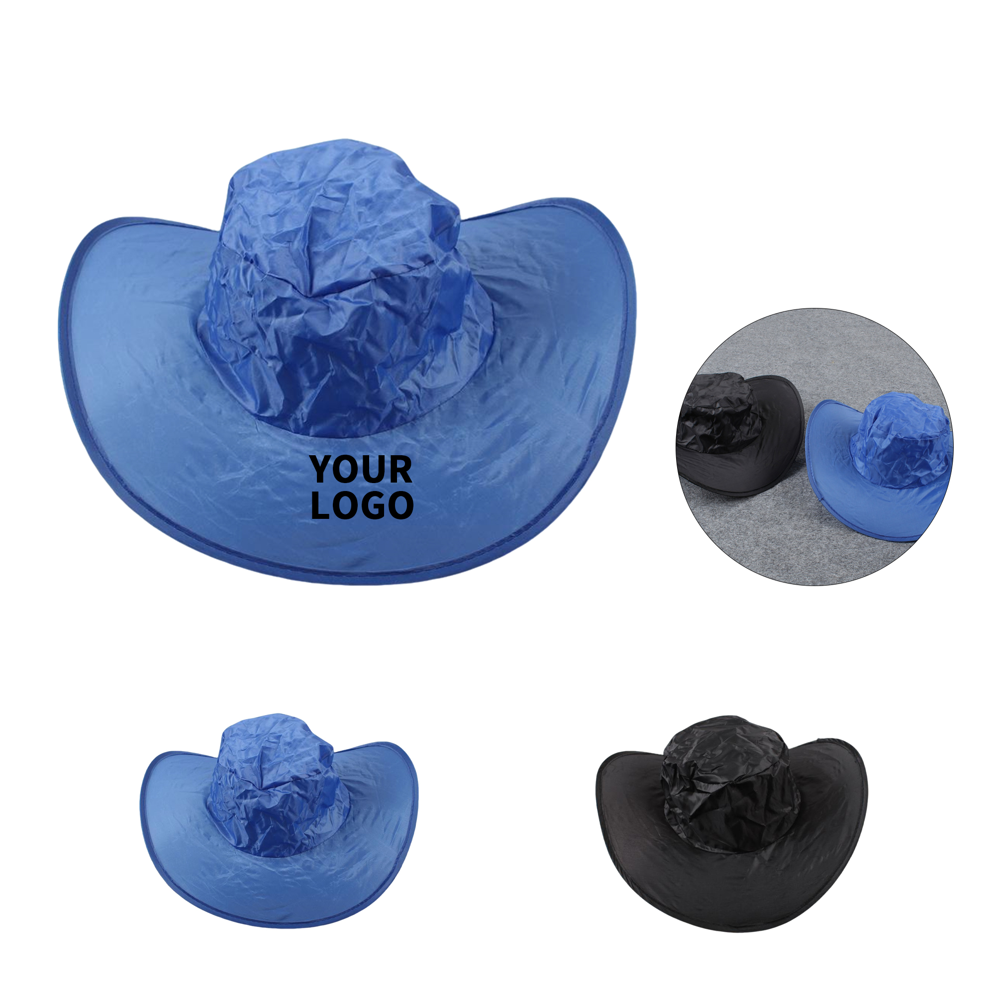 Collapsible Sun Visor Cowboy Hat With Pouch 1