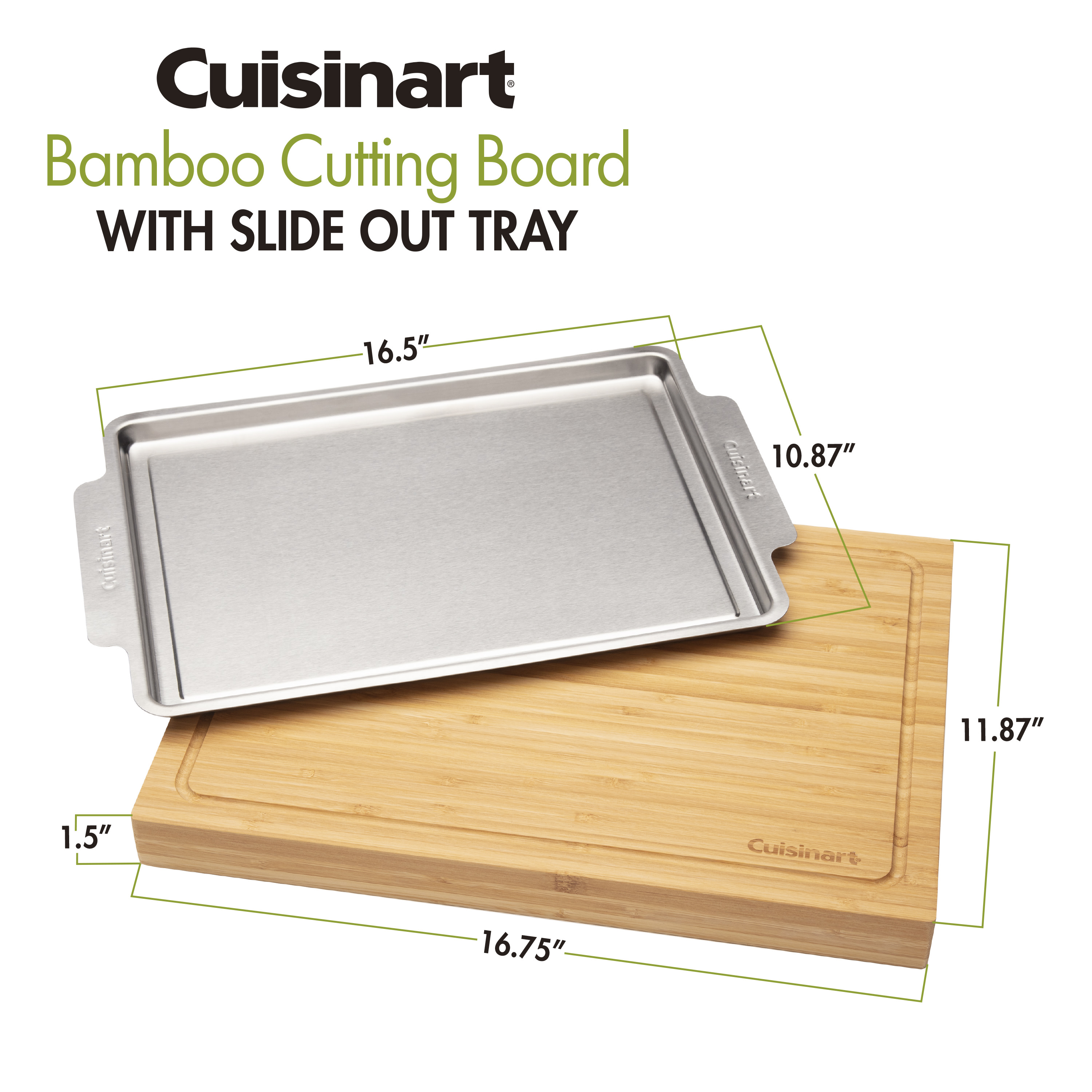 Cuisinart Outdoors® Bamboo Cutting Board With Hidden Tray 8