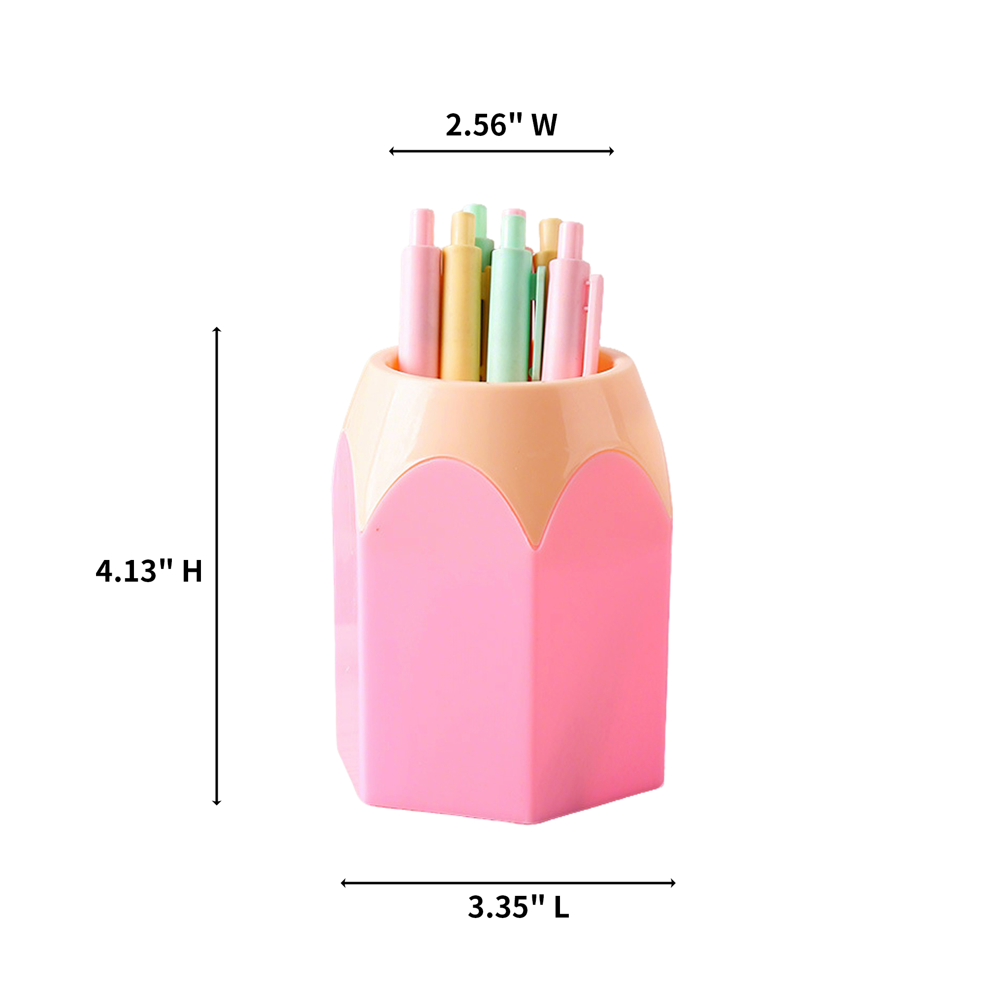 ABS Hexagonal Base Pencil Holder With Contrast Color 3.35" x 2.56" x 4.13" 8