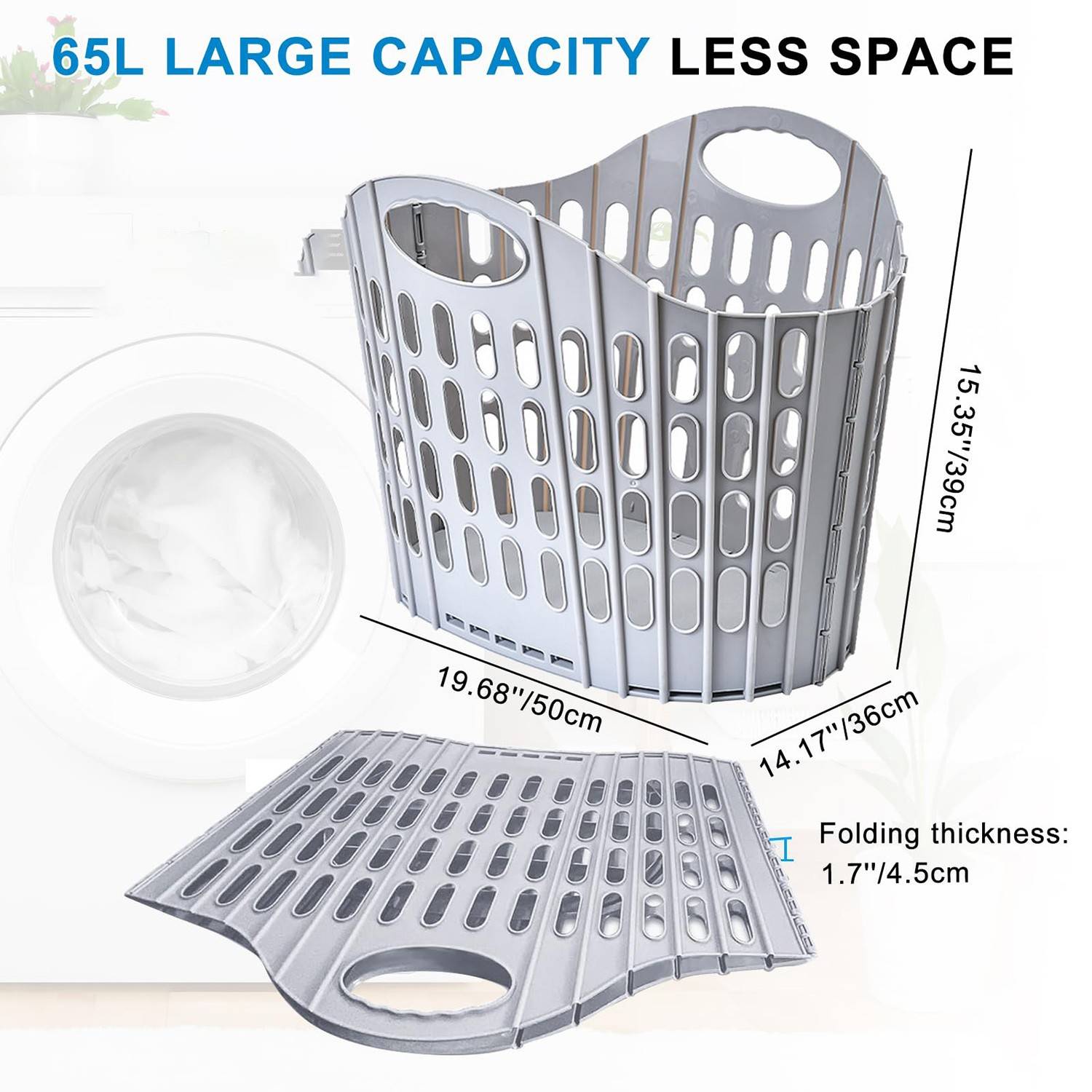 65L Foldable Large Capacity Plastic Laundry Basket 6