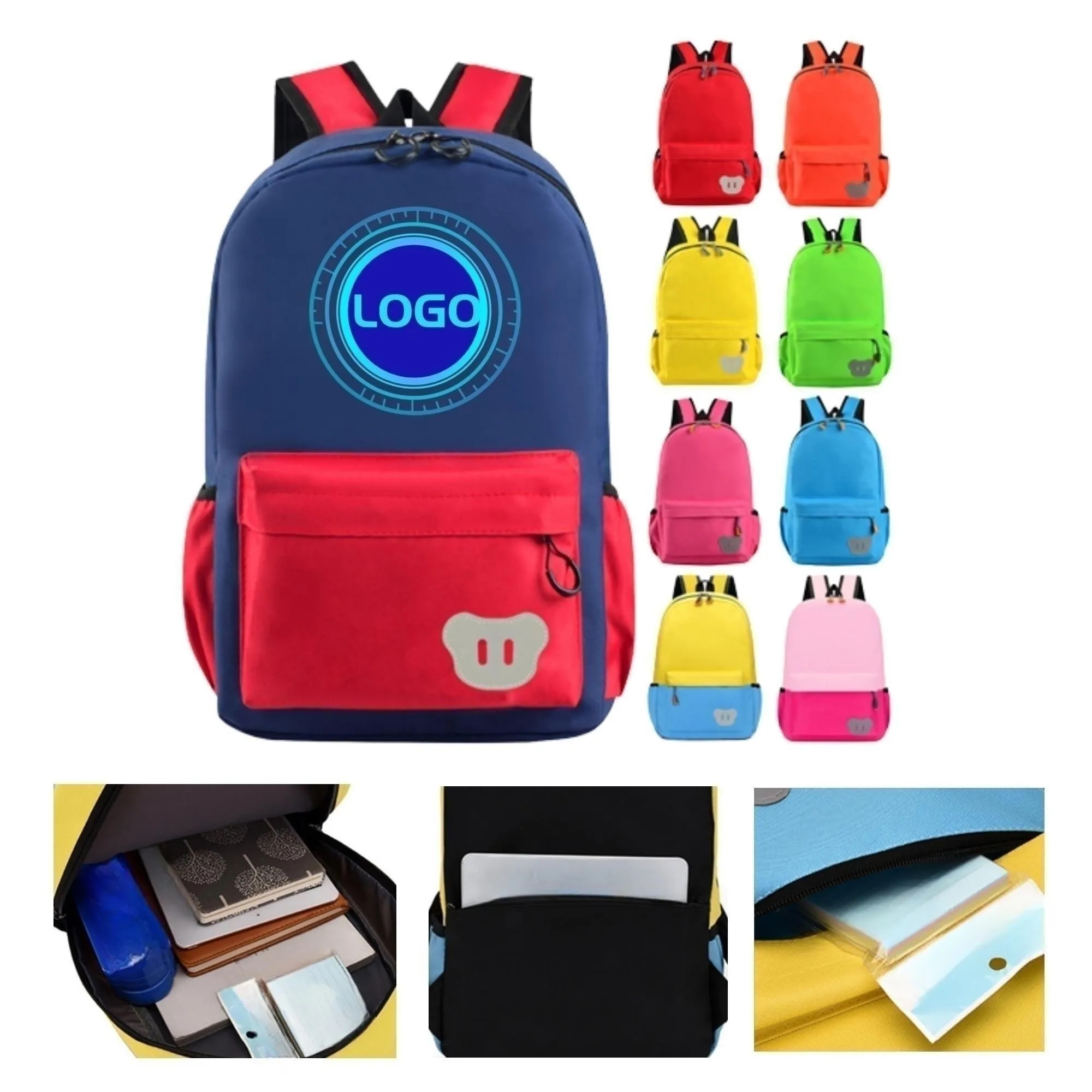 MOQ10 Contrast style Backpack Outdoor Travel School 4