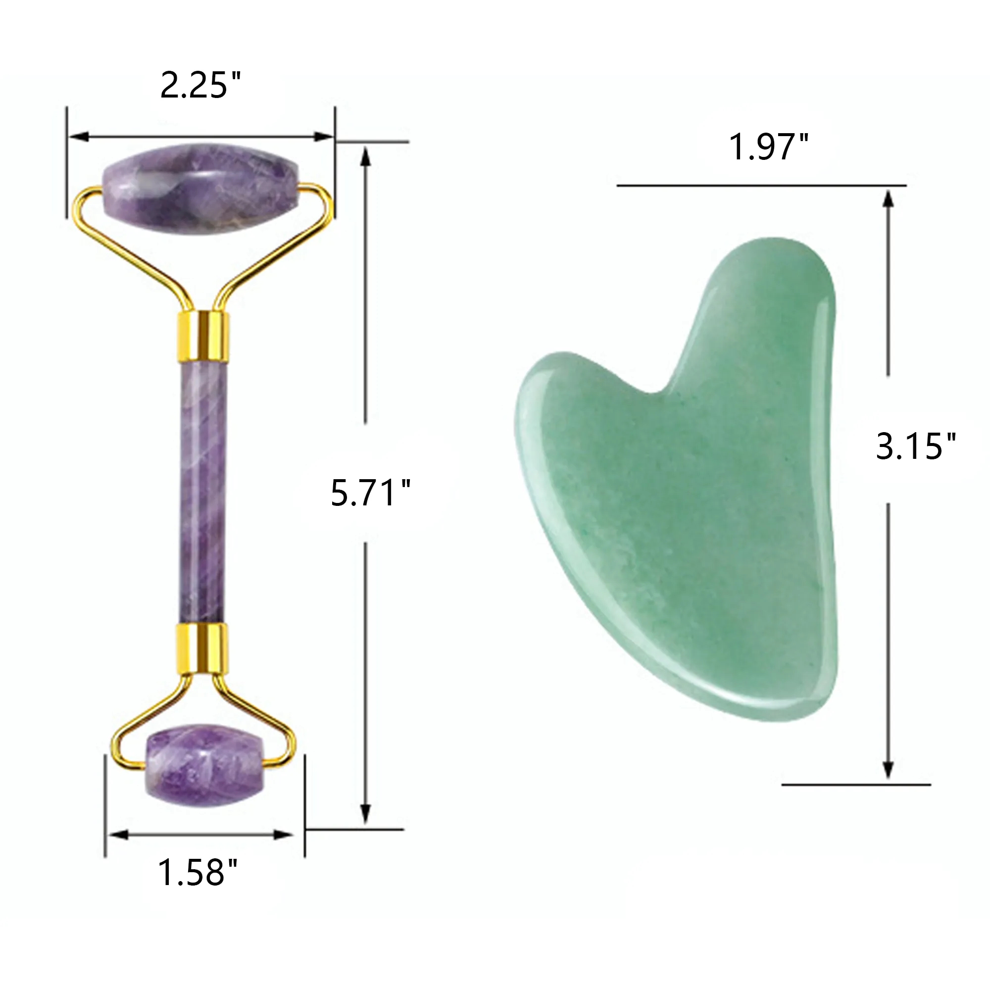 Face Roller & Gua Sha Set Jade Facial Tool 3