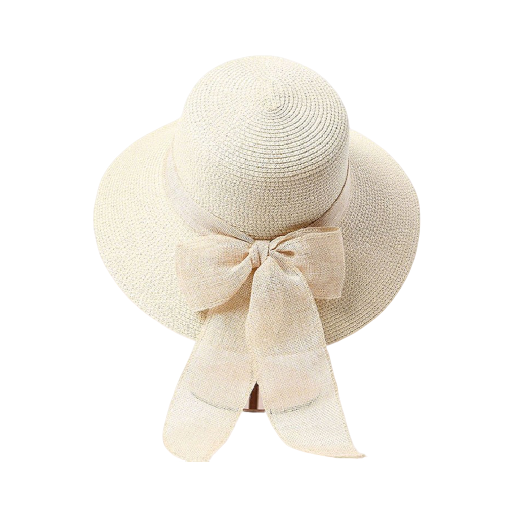 Ribbon Trim Beach Straw Hat With Sun Protection 5