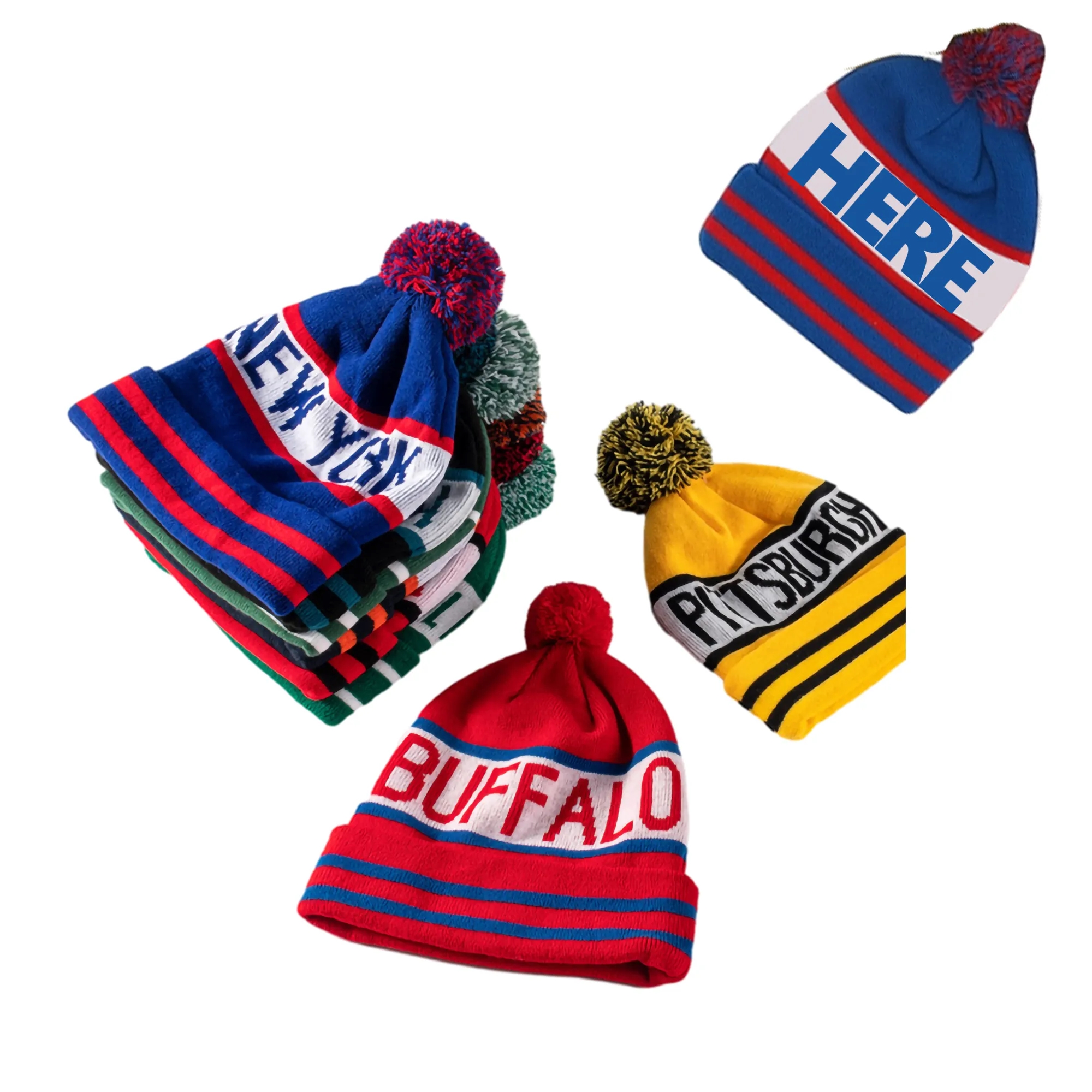 Knitted Pom Beanie for Winter MOQ 100PCS 2