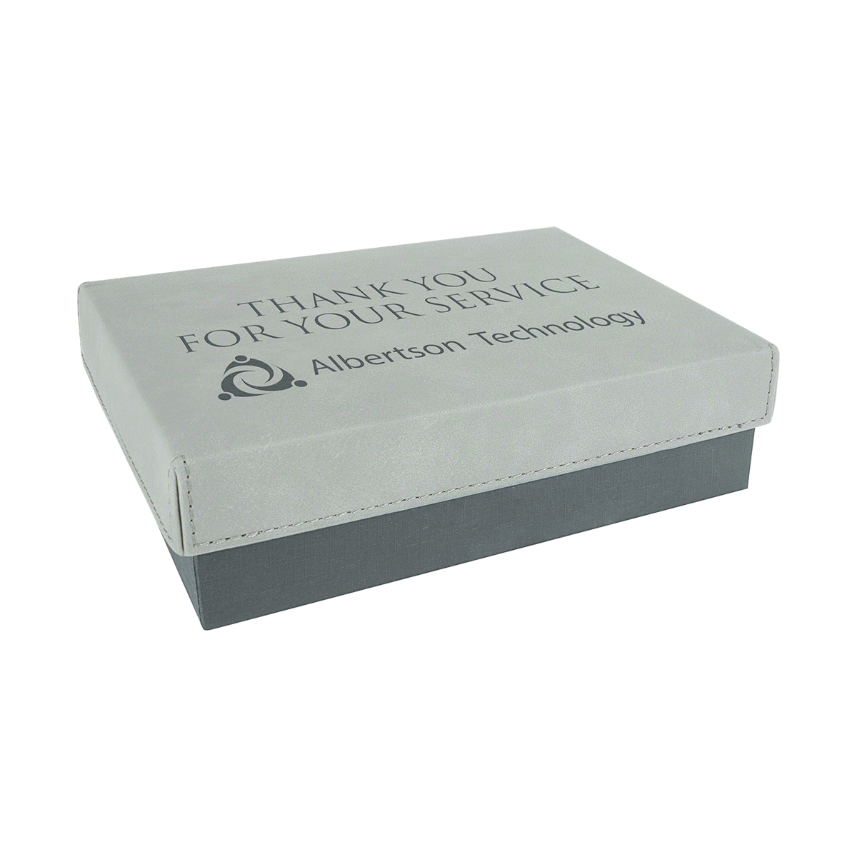7 3/8" x 5 3/4" Gray Leatherette Gift Box 2