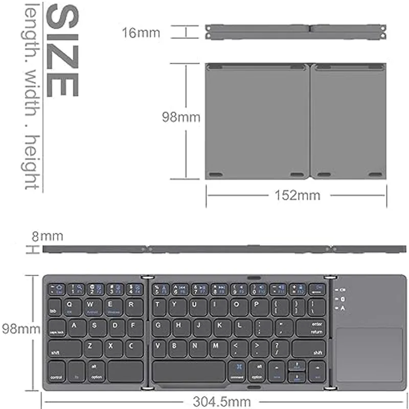 Foldable Bluetooth Keyboard with Touchpad 4