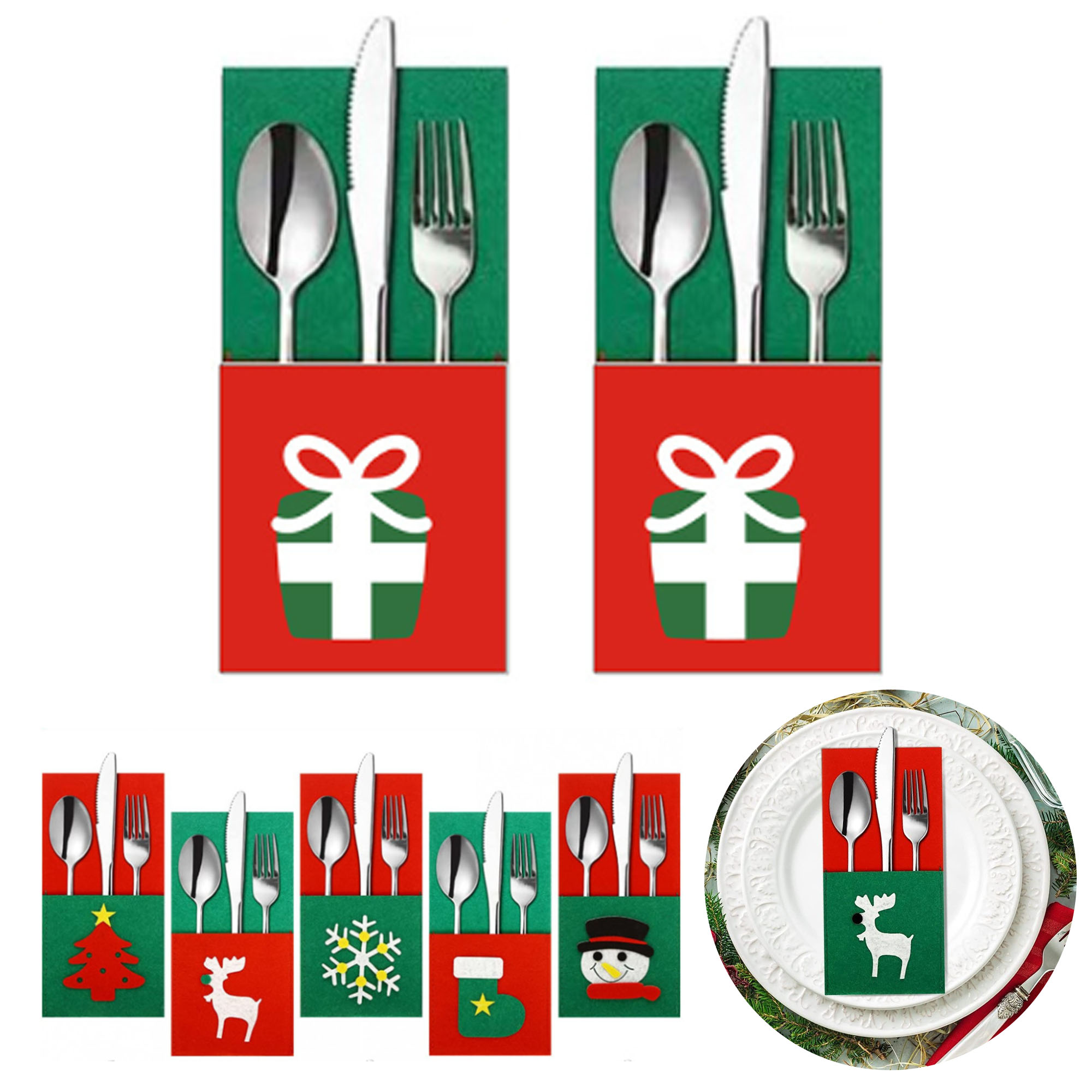 Festive Felt Utensil Pouch for Christmas Dinner Decor 3