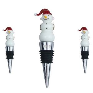 Red Cap Snowman Design Alloy Wine Cork Bottle Stopper 7