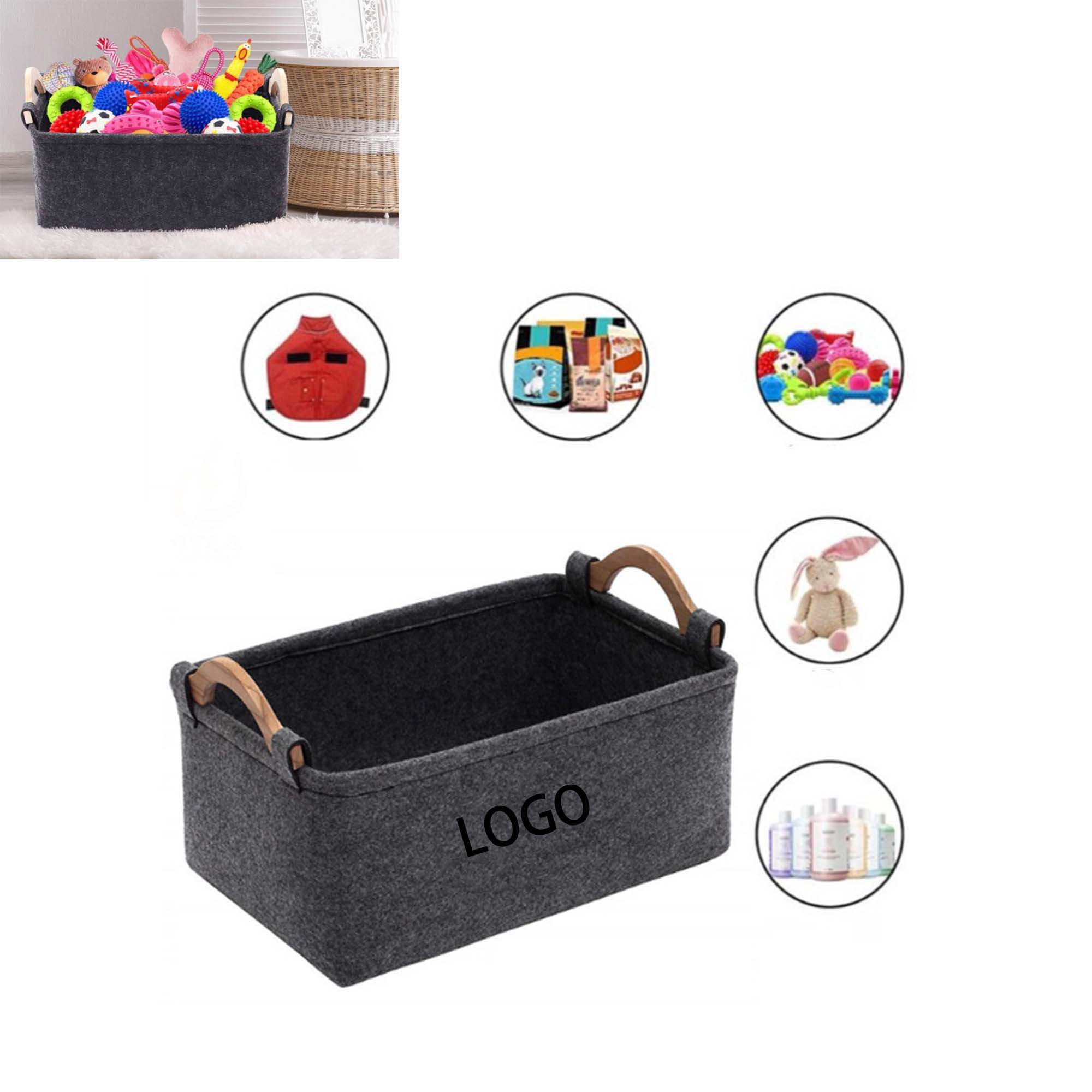 Felt Basket With Handle 2