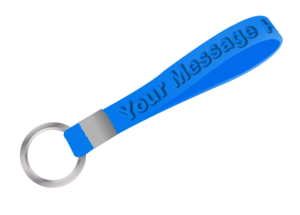 1/2 Inch Wide Embossed Silicone Wristband Keychain 2