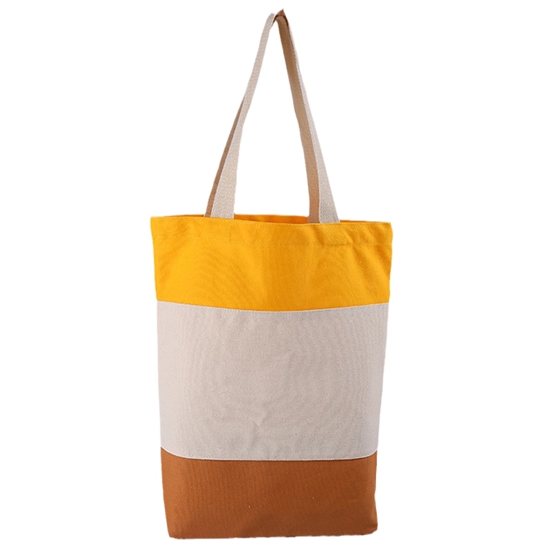 Custom Color-Blocking Canvas Shopping Handbag & Tote Bag 4
