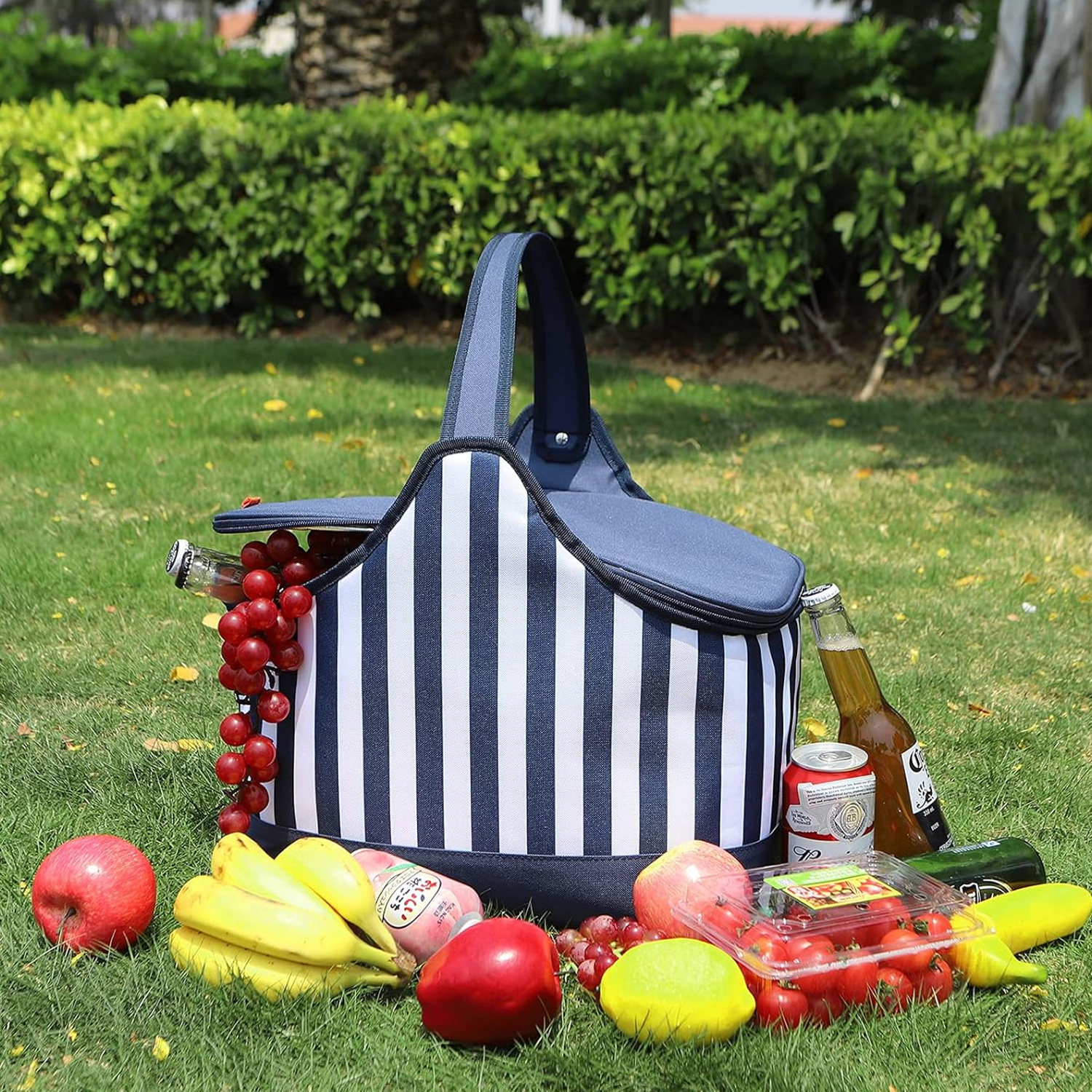 Personalized Zebra-Striped Oxford Picnic Handbag 3