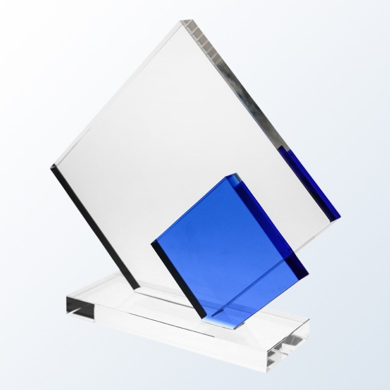 Blue Double Diamond Optic Crystal Award