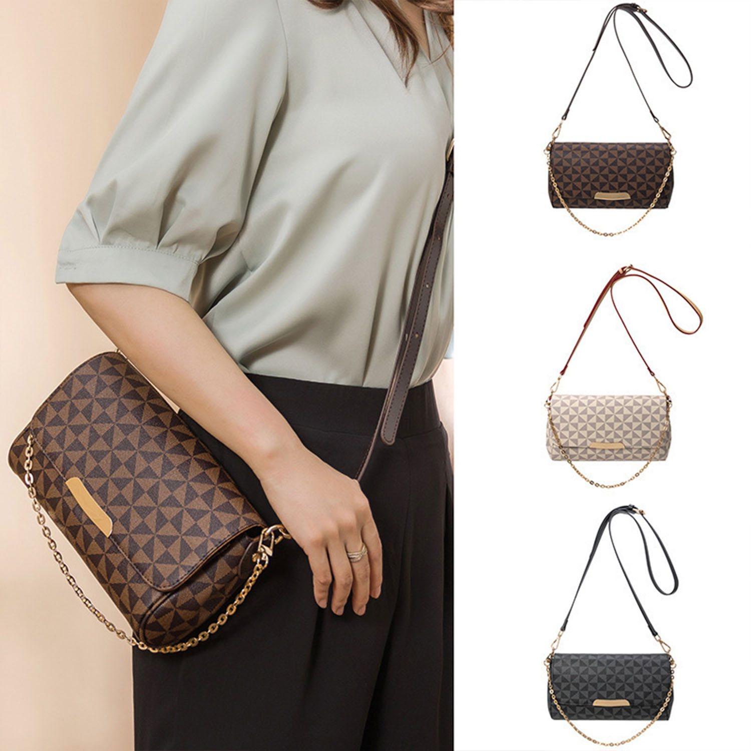 PU Leather Fashion Women Shoulder Chain Crossbody Bag 5