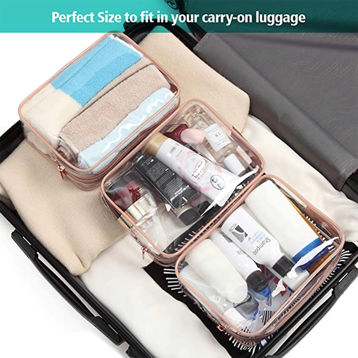Travel Approved Toiletry Makeup Cosmetic Bag On Airport 4