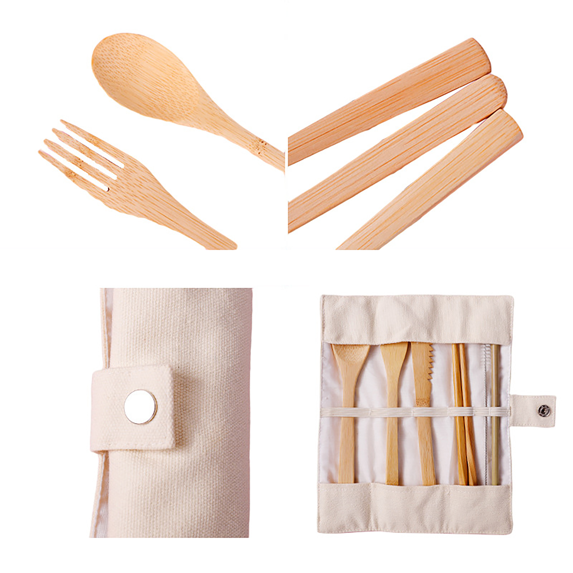 Bamboo Travel Utensil Set with Pouch 19