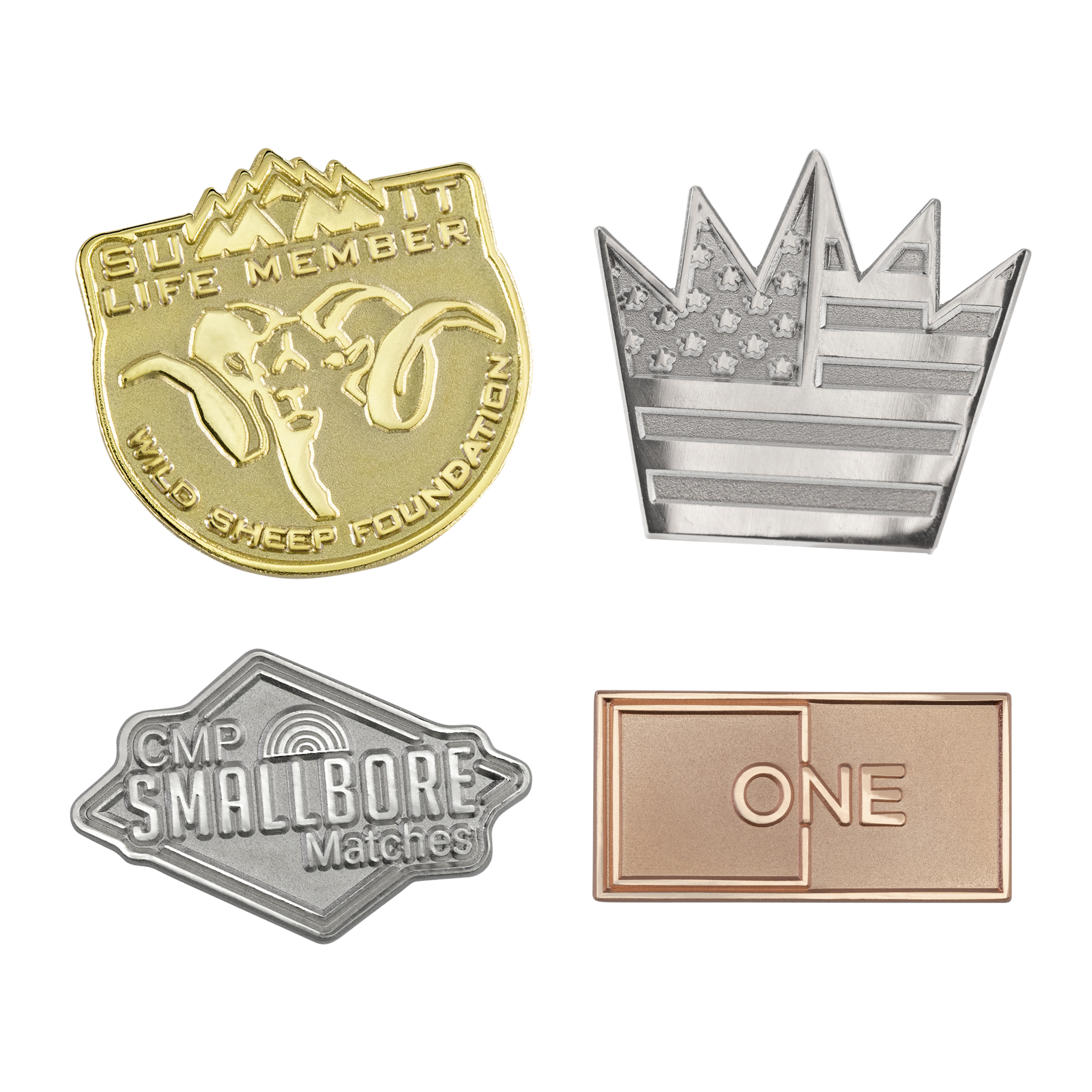 Custom Die Struck Sandblast & Polished Lapel Pins (7/8")
