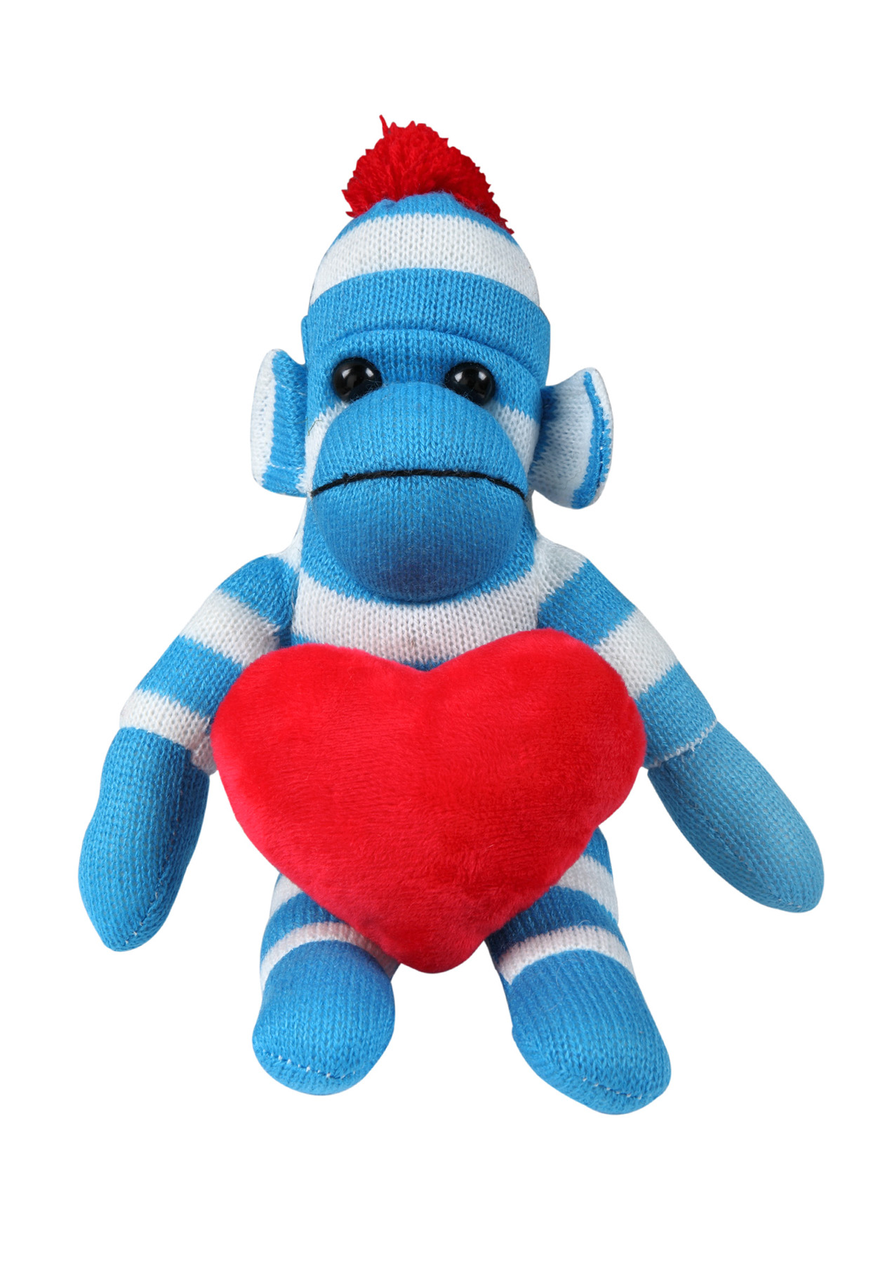 soft plush Blue Sock Monkey with heart