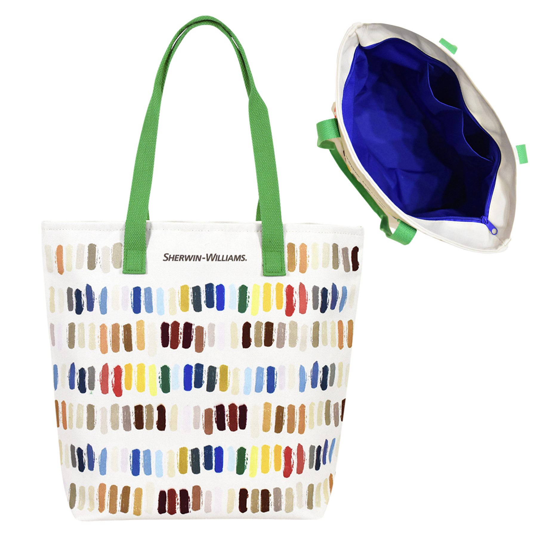 Custom Full-Color Poly-CottonTote Bag Inside Liner Pockets with Zippered Closure 16"x 14"x 5" 1
