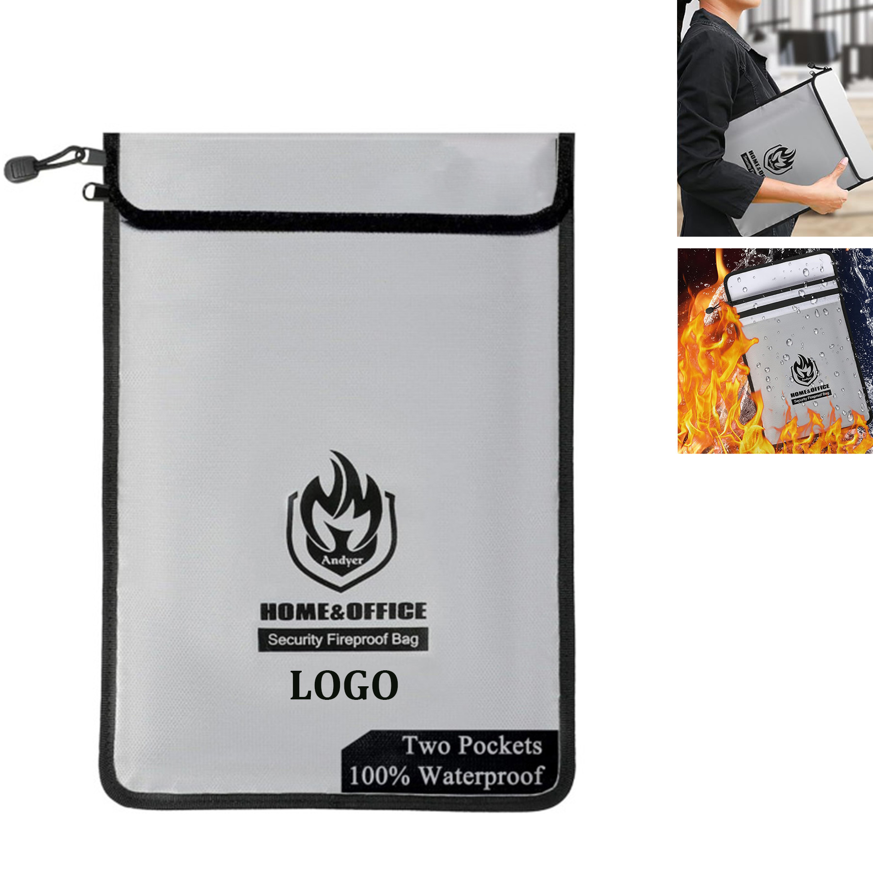 Two Pockets Fireproof Document Bag 2