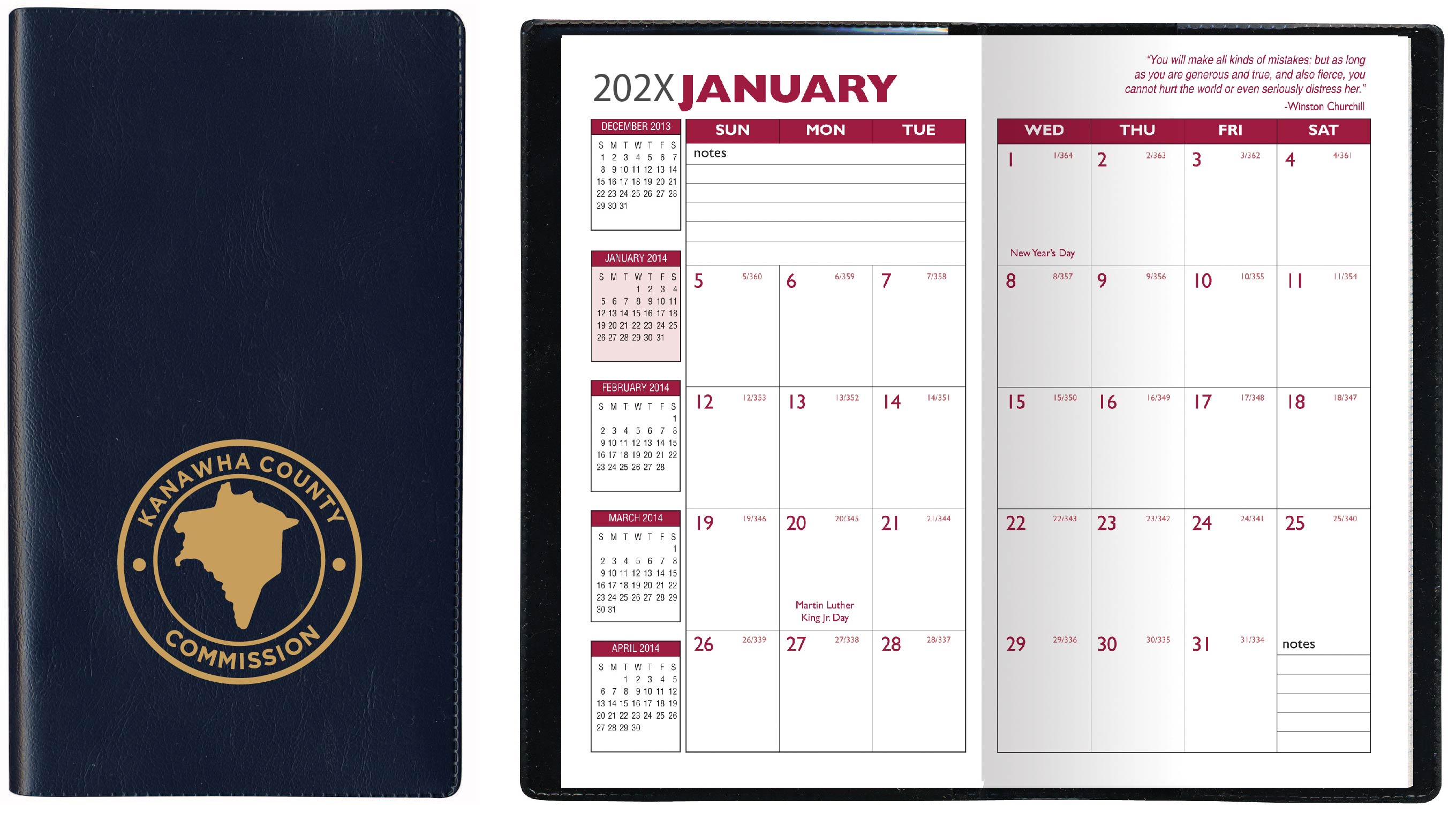 Castillion Softtouch Vinyl Monthly Pocket Planner 1