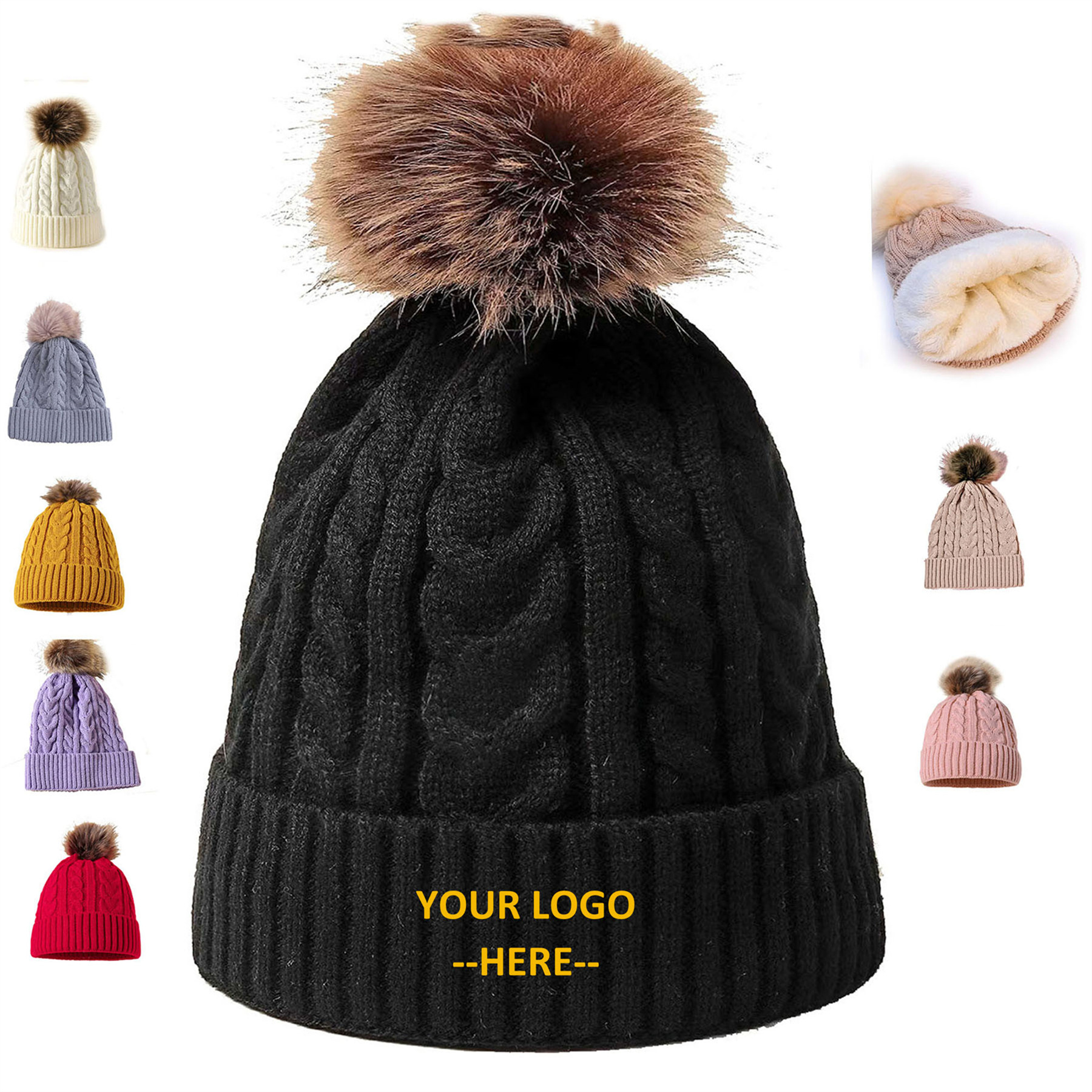 Faux Fur Pom Hat 2