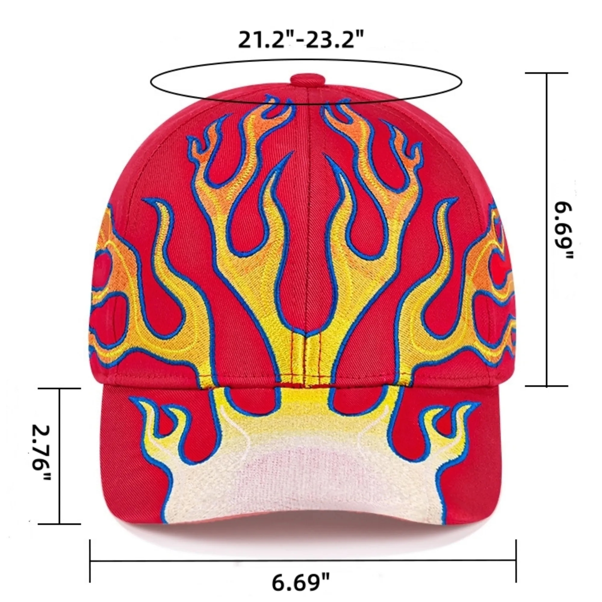Embroidered Flame Pattern Cotton Baseball Cap 4