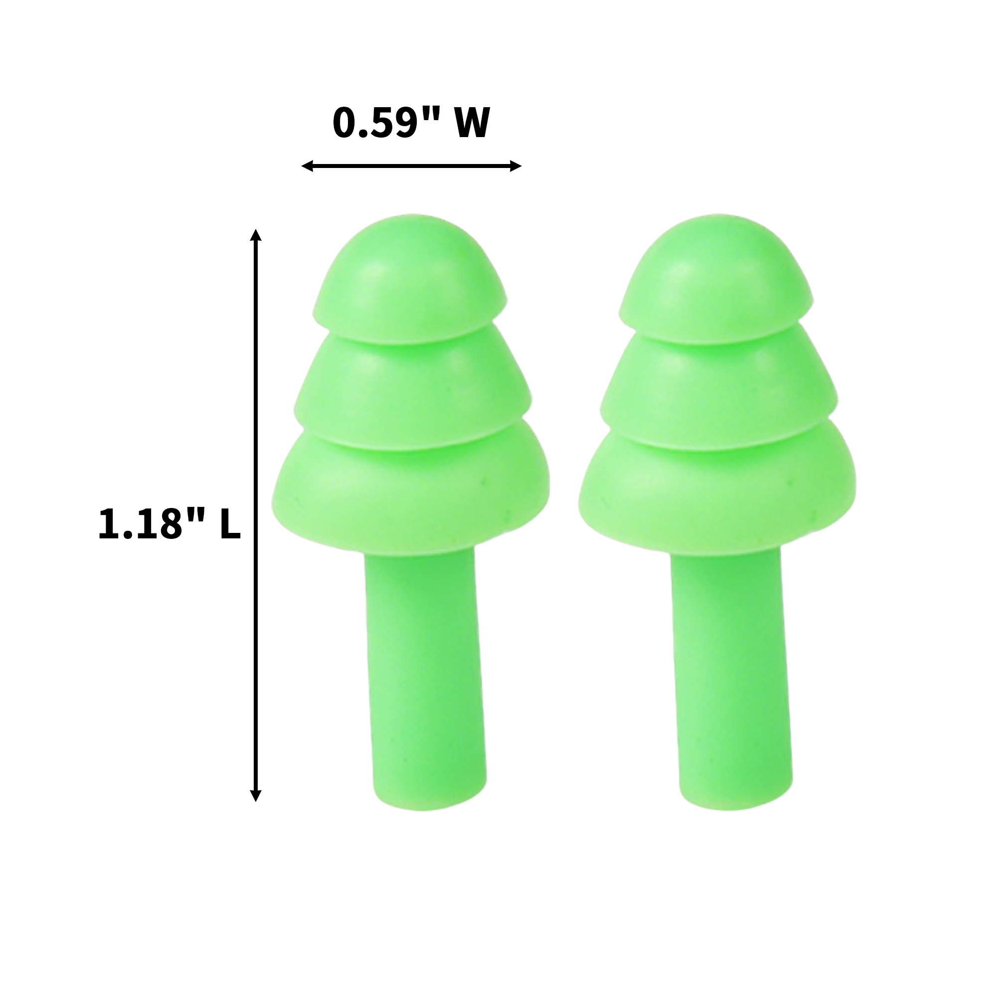 Silicone Triple Flange Noise Reduction Ear Plug With Pocket Case 1.18" Length X 0.59" Width 3