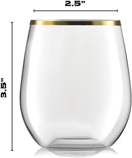 12OZ PET Trian Wine Class Drink Cup/ Gold Edge 10