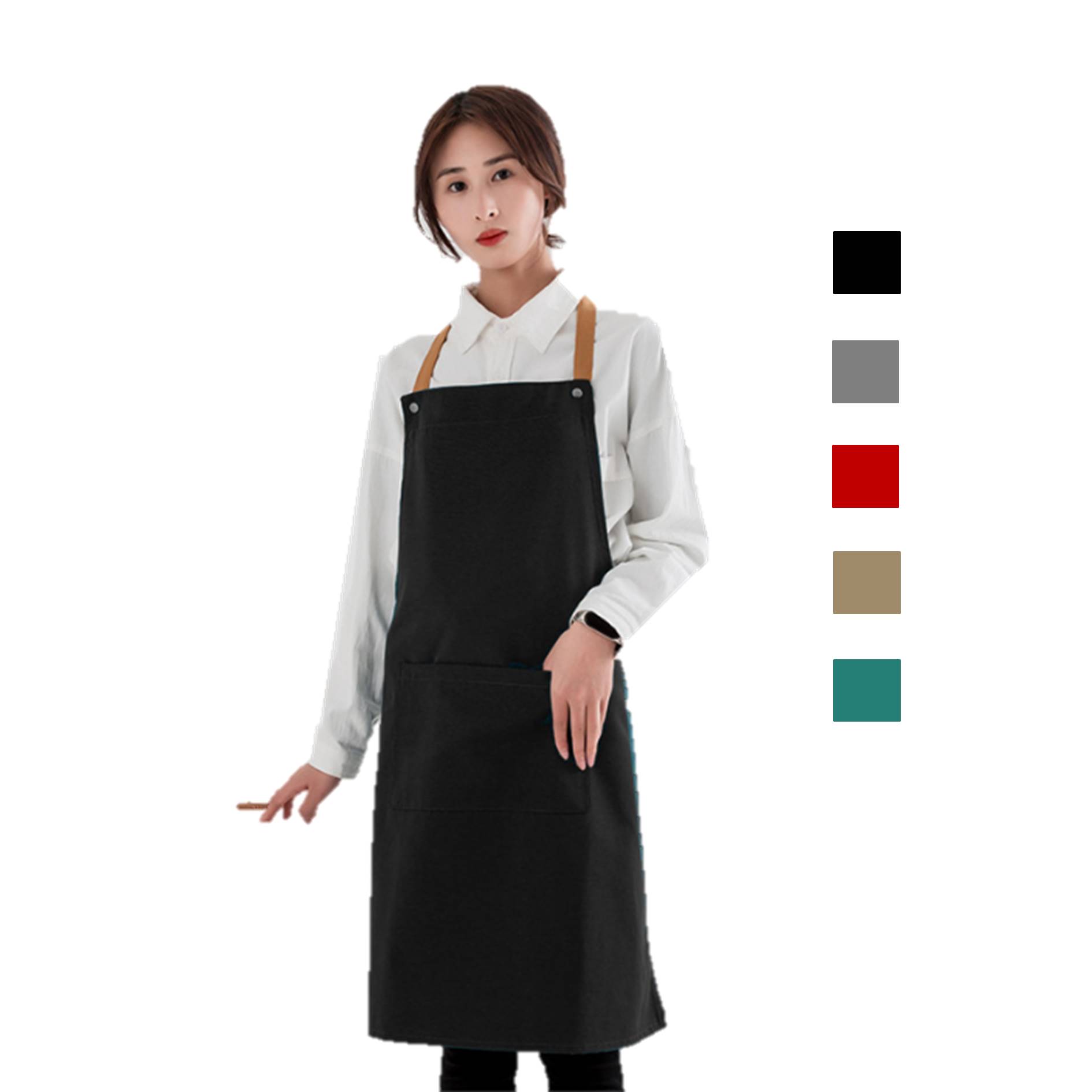 Oil Proof Canvas Aprons With Pocket 4