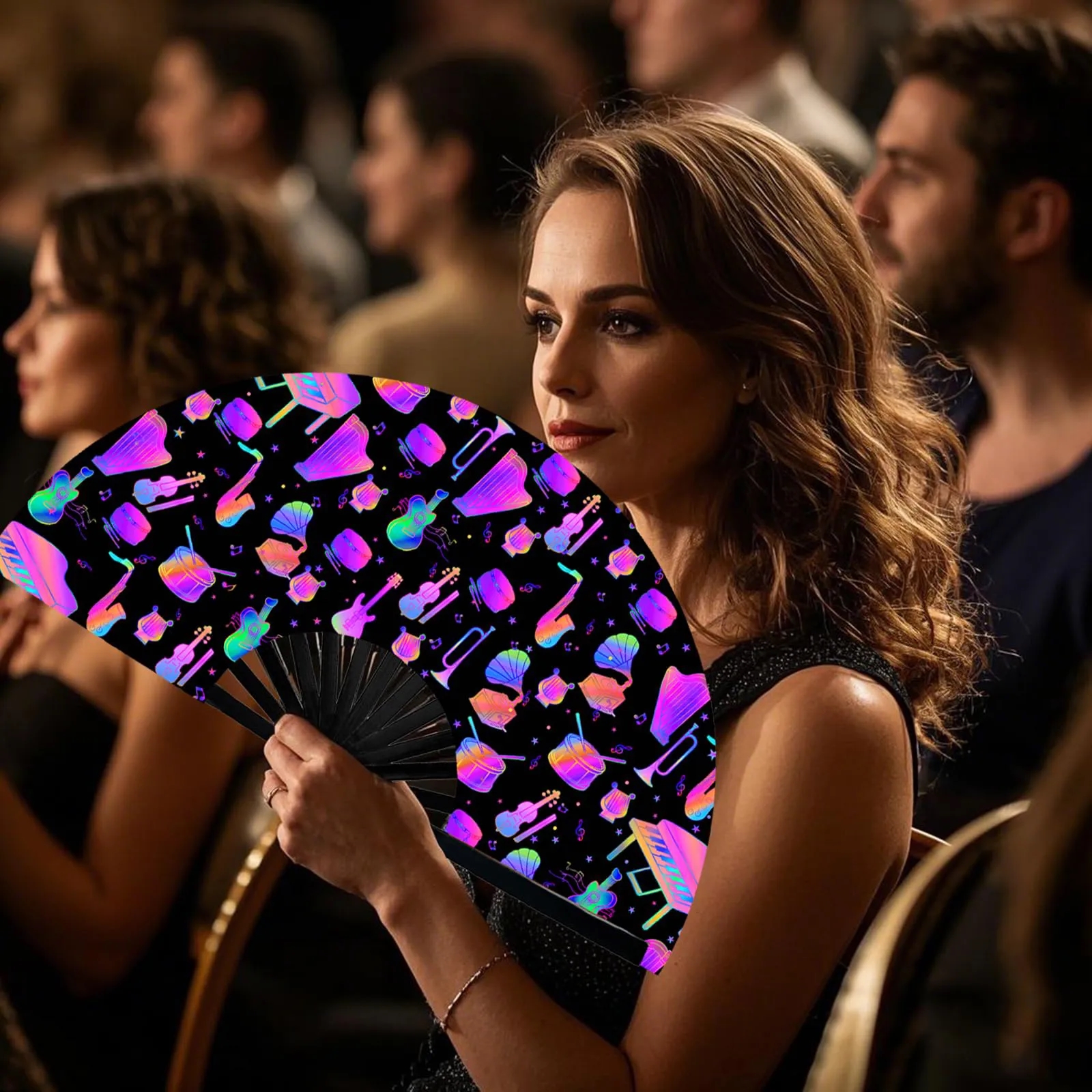 Large Folding Hand Rave Fan Clack Handheld for Line Dancing 14