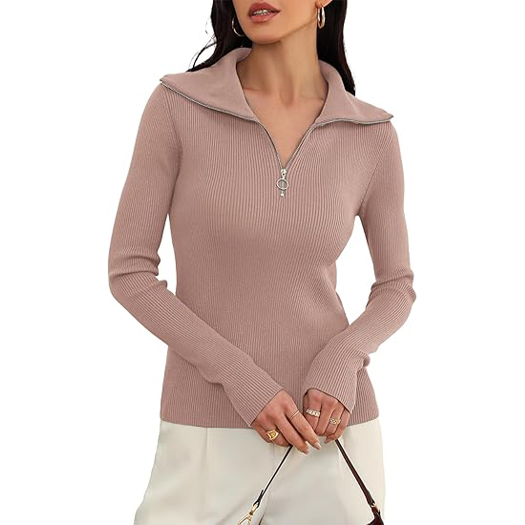 Long Sleeved Slim fit Ribbed Knit Sweater, custom hoodie or sweatshirt with logo imprint 10