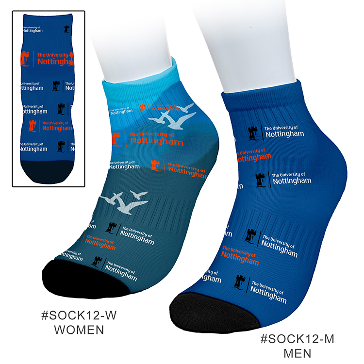 "SPORTY" Color Sublimation Low-Cut Ankle Crew Socks in Men's & Women's Size (SOCK12-M Men / SOCK12-W