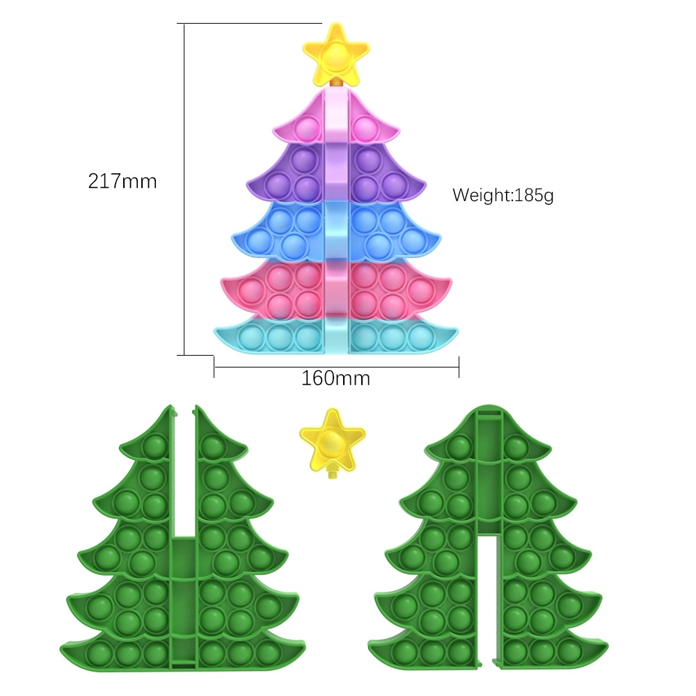 Christmas Tree Shape Push Pop Bubble Fidget Toy 2