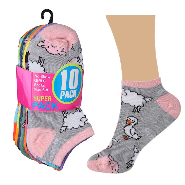 Girls' Ankle Socks - 10 Pack Wild Animal Designs Size 6-8 2