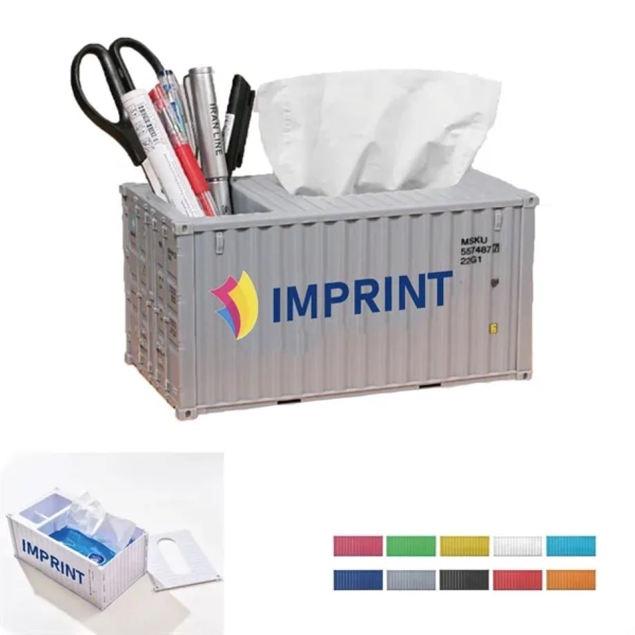 Shipping Container Tissue Box Cover W/Pen Holder 1