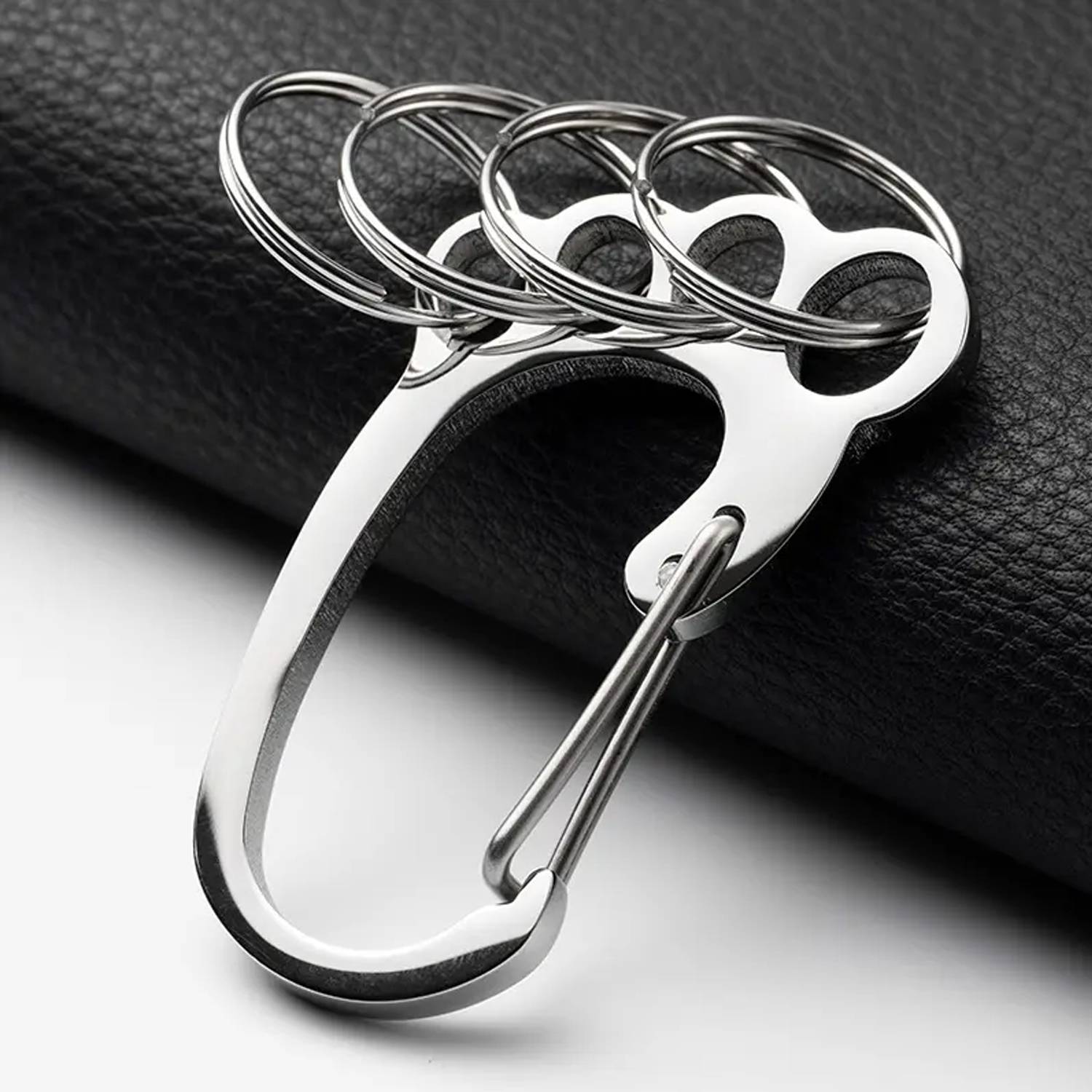 Outdoors Stainless Steel Small Foot Keychain w/ 4 Keyrings 5