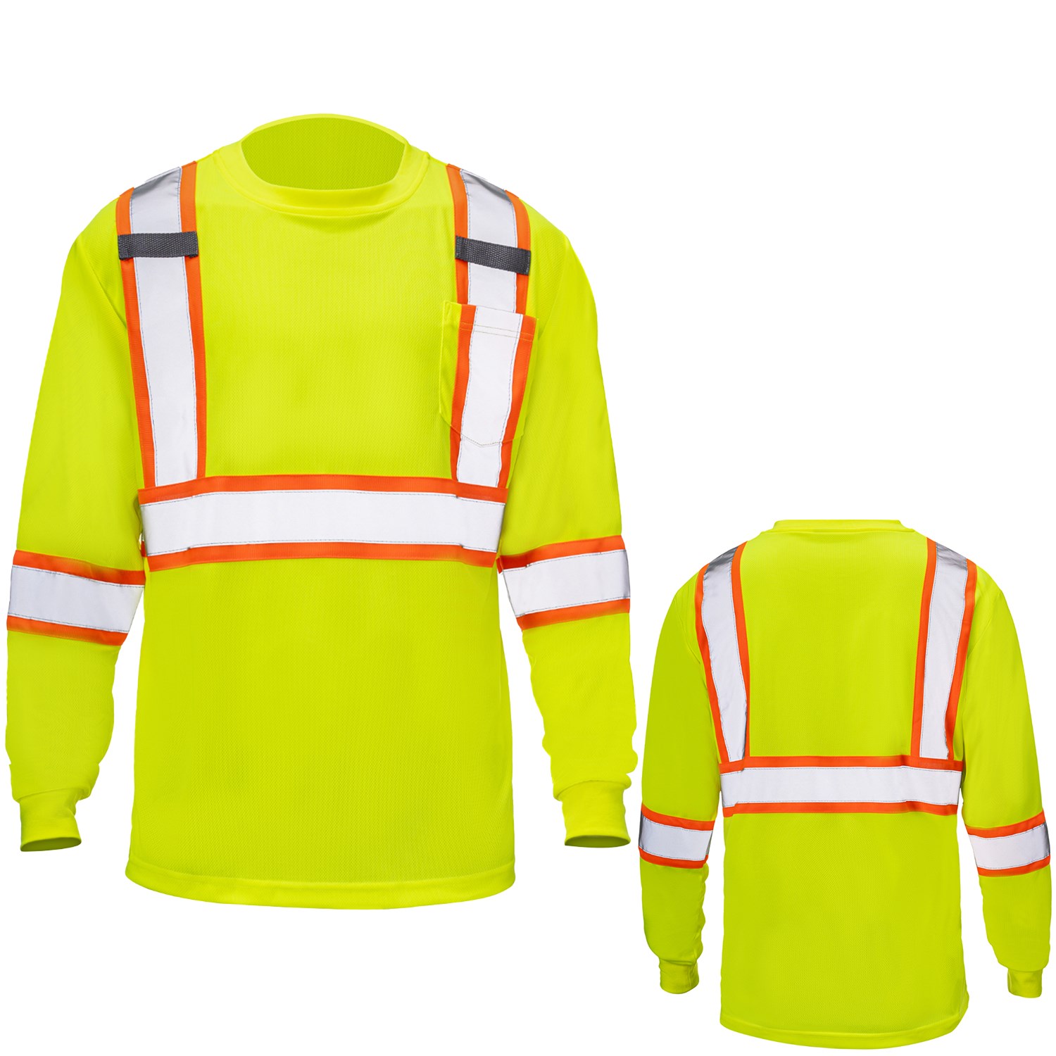 3.8 Oz. Polyester Class 3 Reflective Tape Safety T-Shirt with Pocket & Dual Mic Tab 8