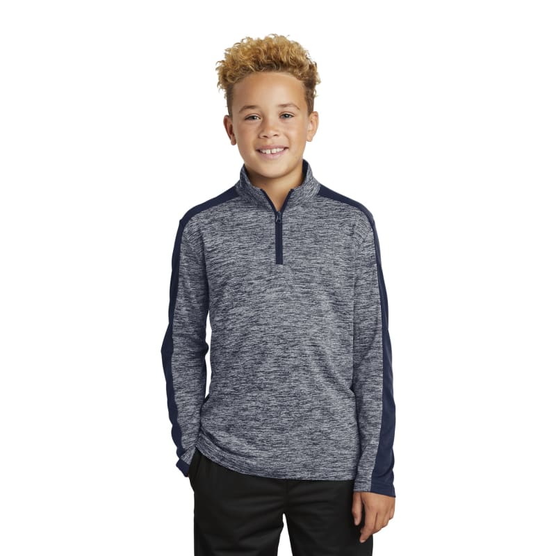Sport-Tek Youth PosiCharge Electric Heather Colorblock 1/4-Zip Pullover. 9