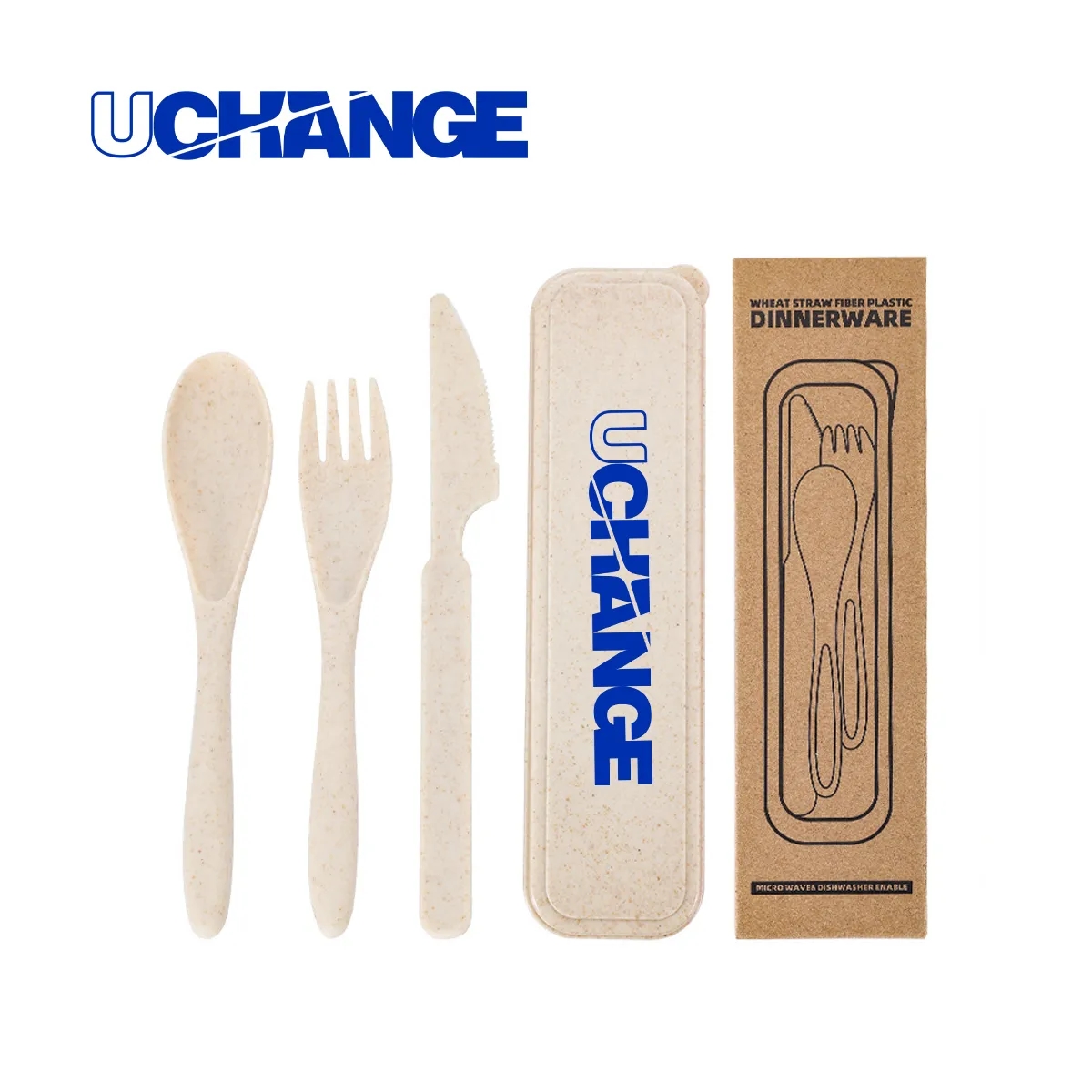 Wheat Straw Flatware Set With Case Spoon Fork Knife 1