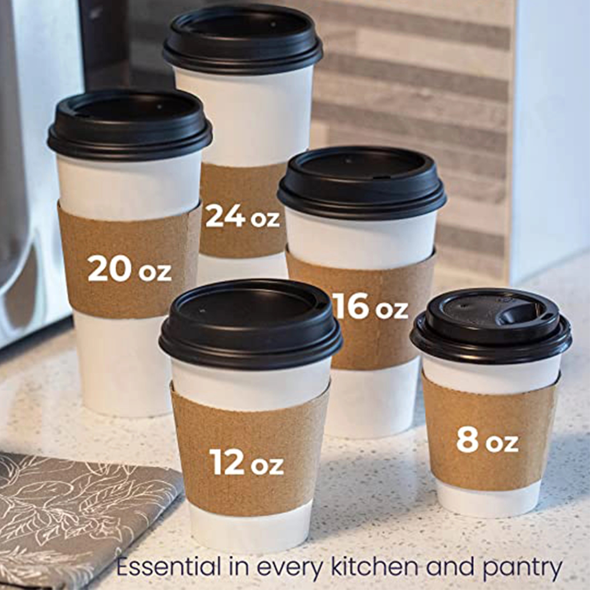 Disposable Kraft Corrugated Cup Sleeve MOQ 1000pcs 3