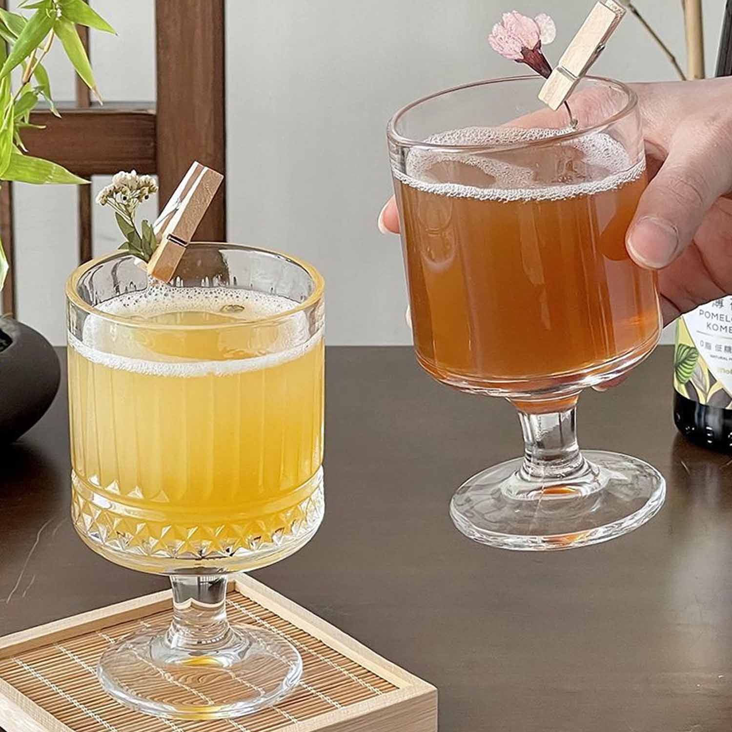 Vintage striped mulled wine glasses for cold drinks 2