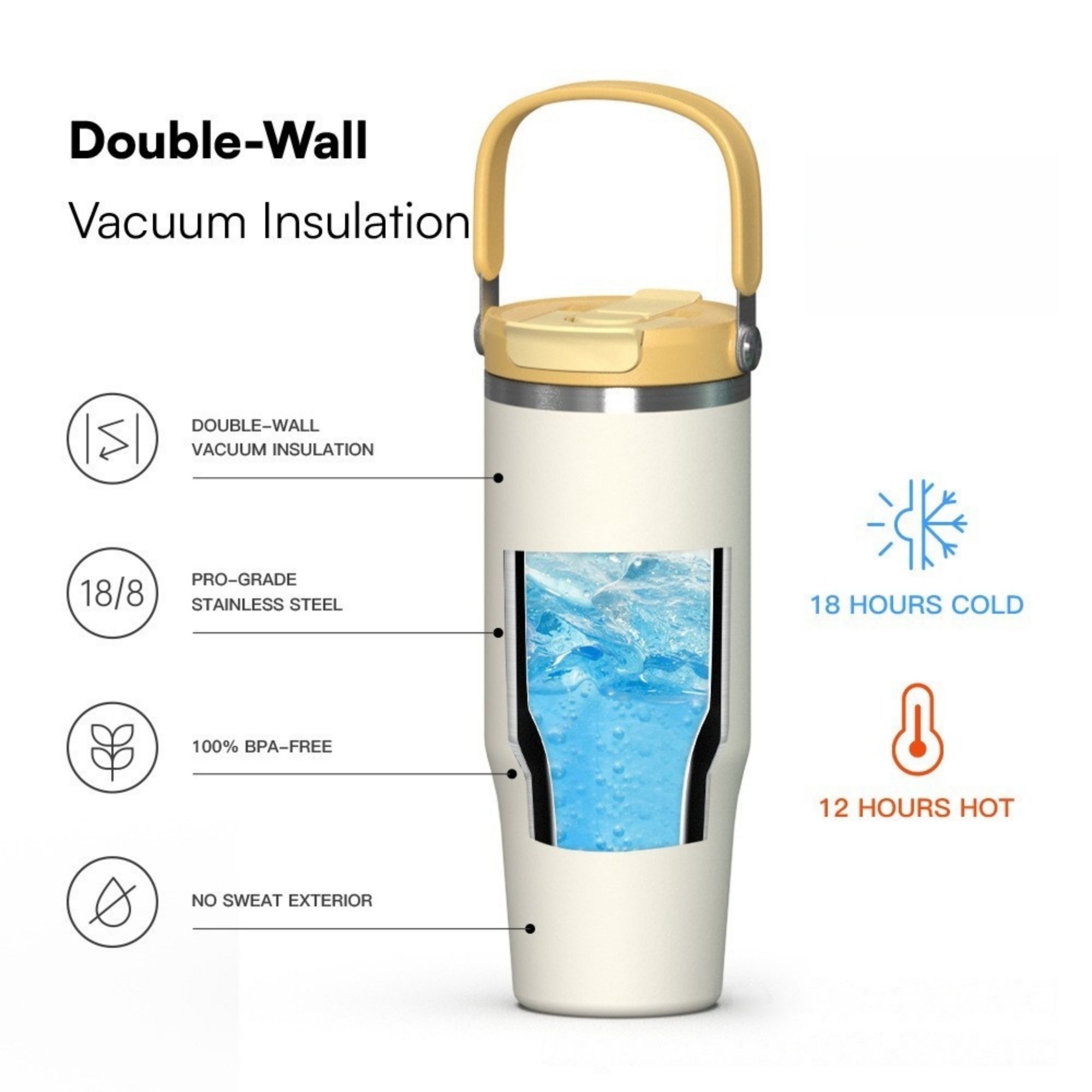 18 oz Stainless Steel Insulated Water Bottle With 2-in-1 Lid 4