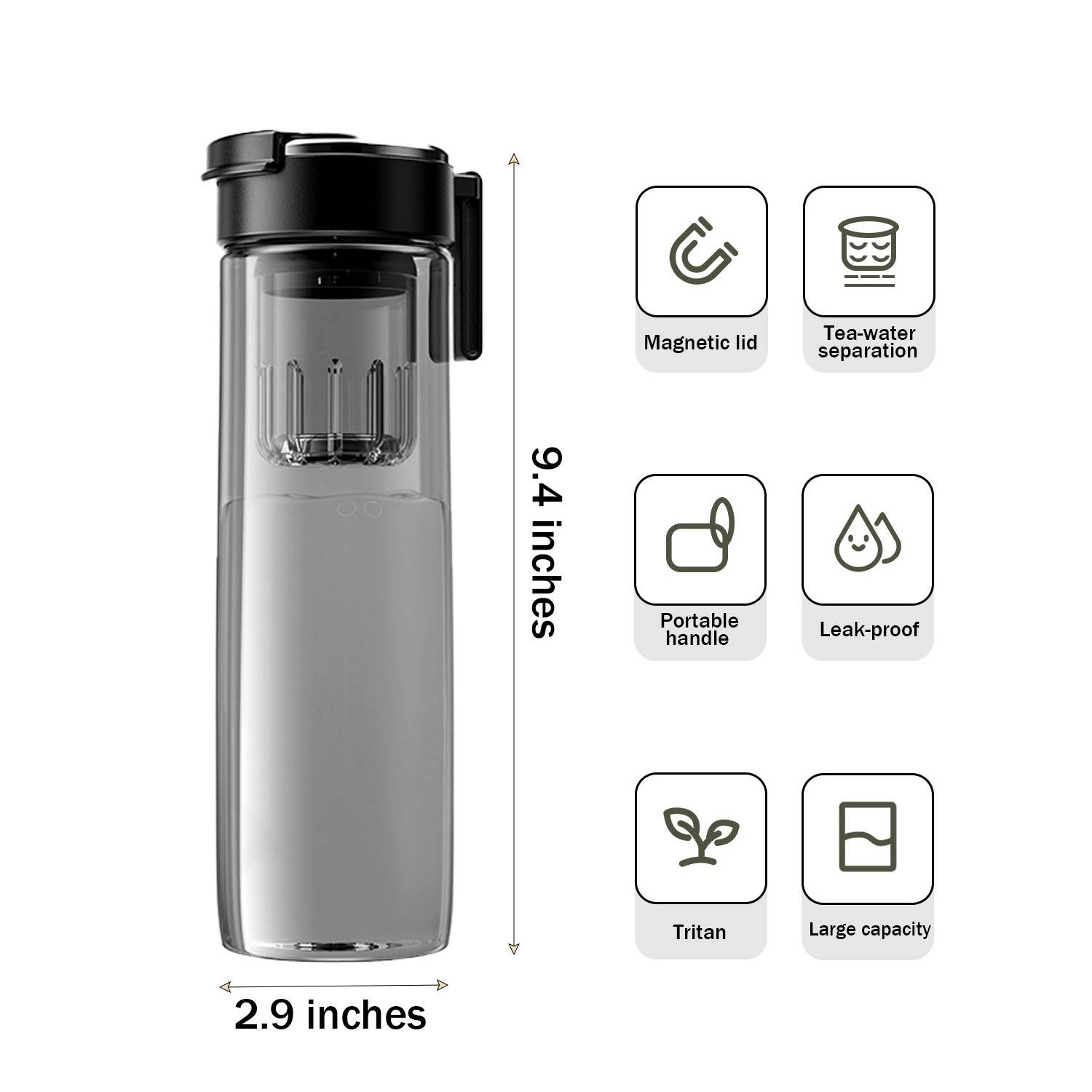 27oz Magnetic Tea Infuser Bottle 2