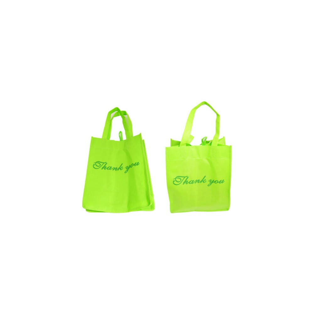 Reusable Shopping Bags - 13.5" Bright Green with Handle 1