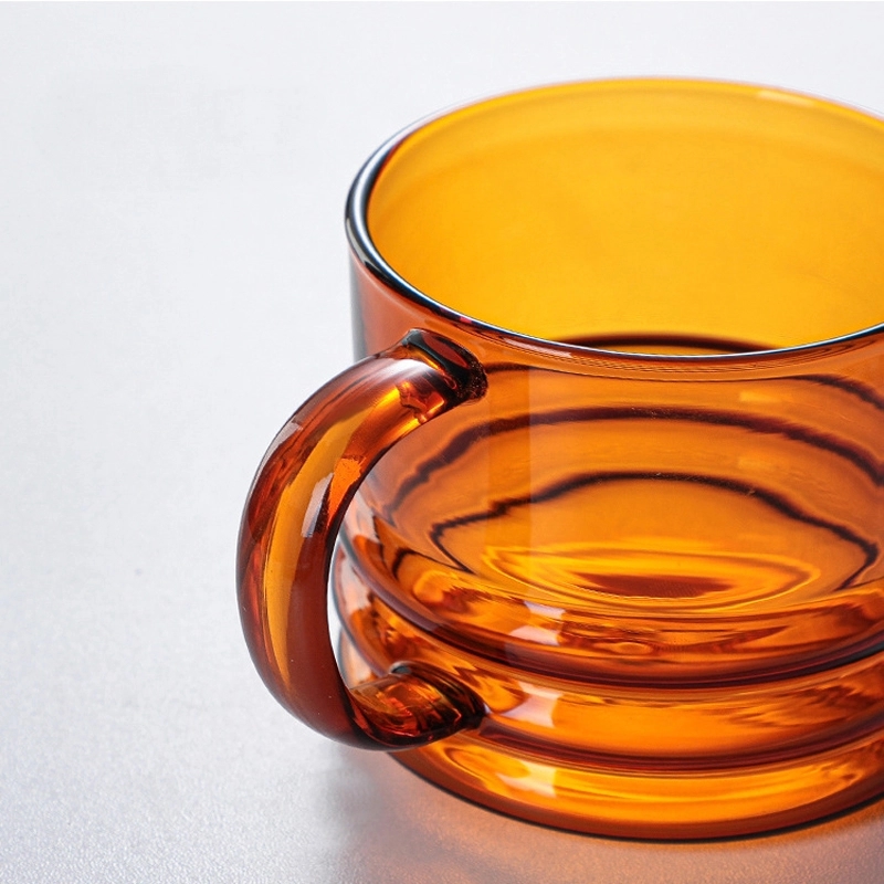 Custom 10 OZ. Glass Tea Cup Coffee Mug with Saucer Set 2